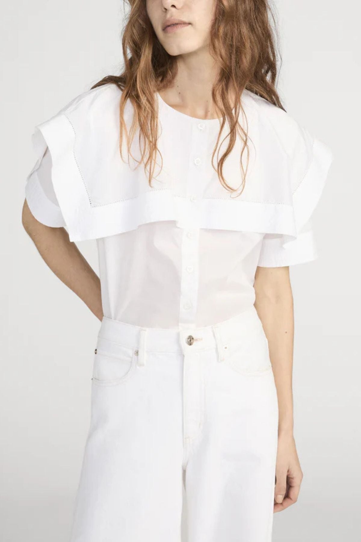 Frame Denim The Sleek Cape Shirt - White