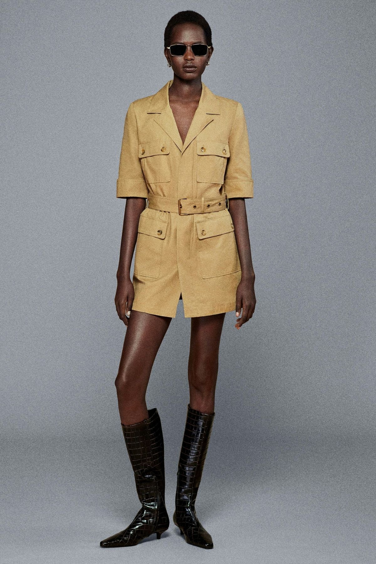Frame Denim The Utility Dress - Khaki Tan