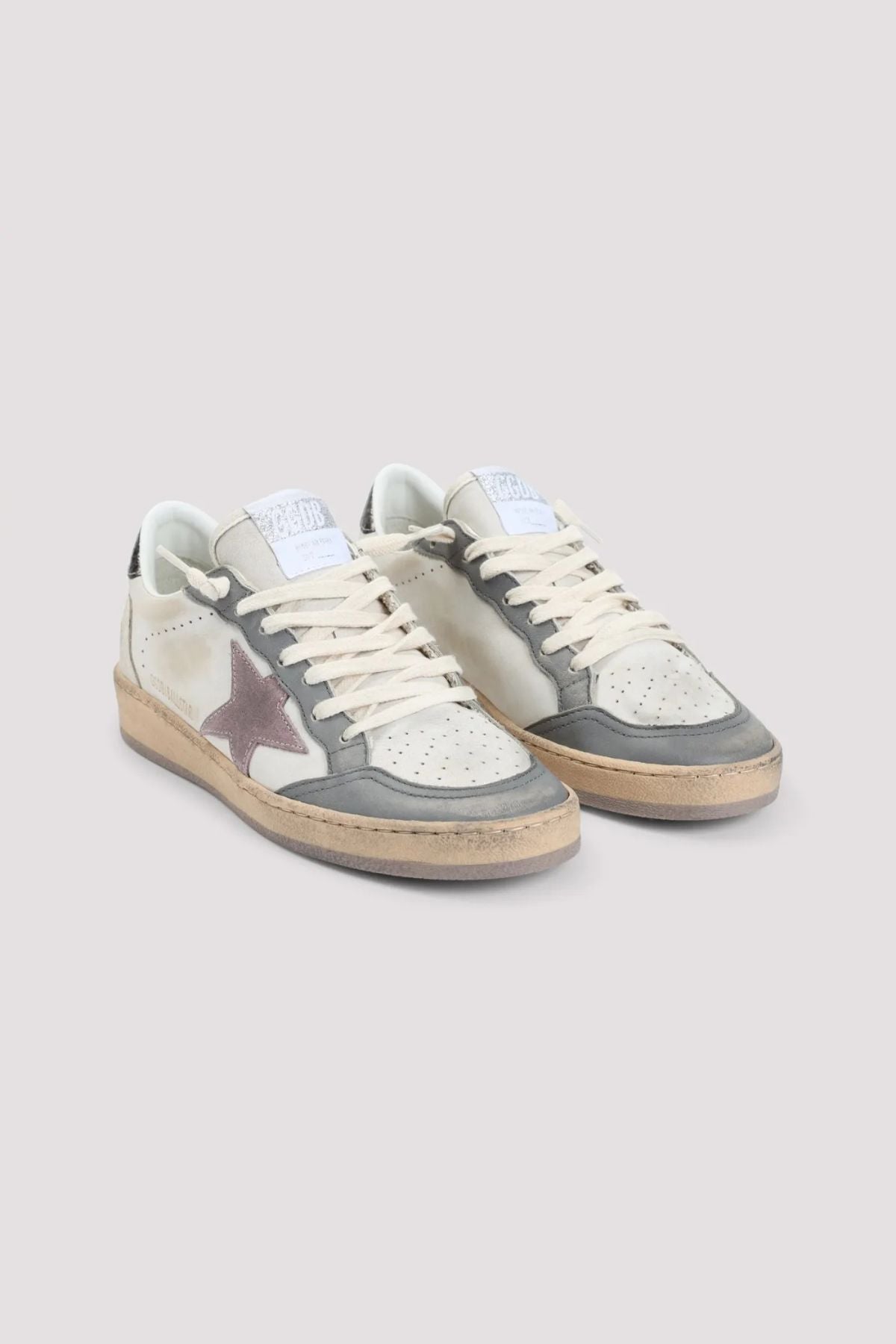 Golden Goose Ball Star Leather Upper Toe Suede Star - Beige/ Grey/ Twilight Mauve