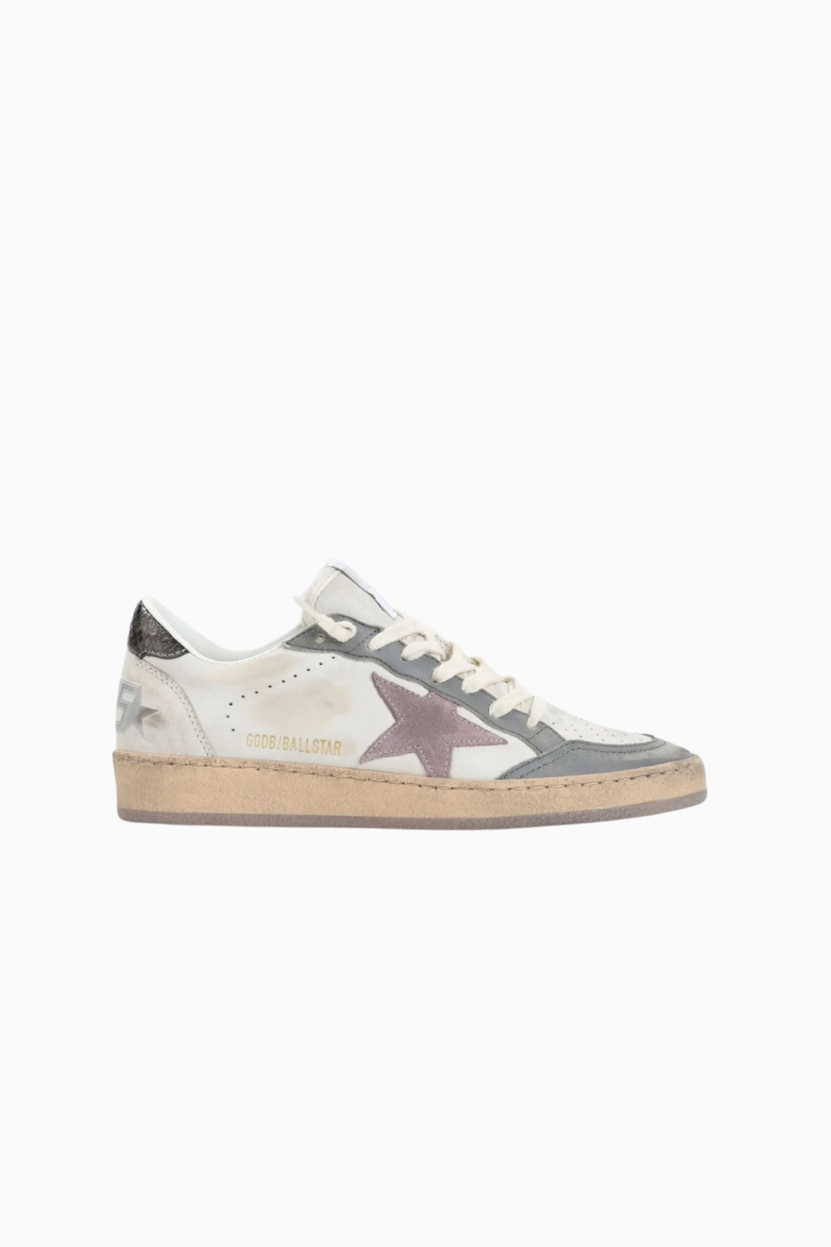 Golden Goose Ball Star Leather Upper Toe Suede Star - Beige/ Grey/ Twilight Mauve
