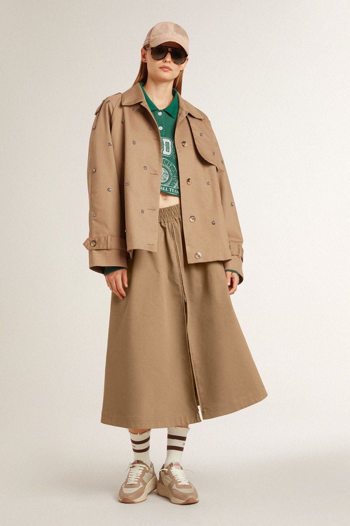 Golden Goose Circle Skirt Morena Blend Cotton Gabardine - Khaki Beige