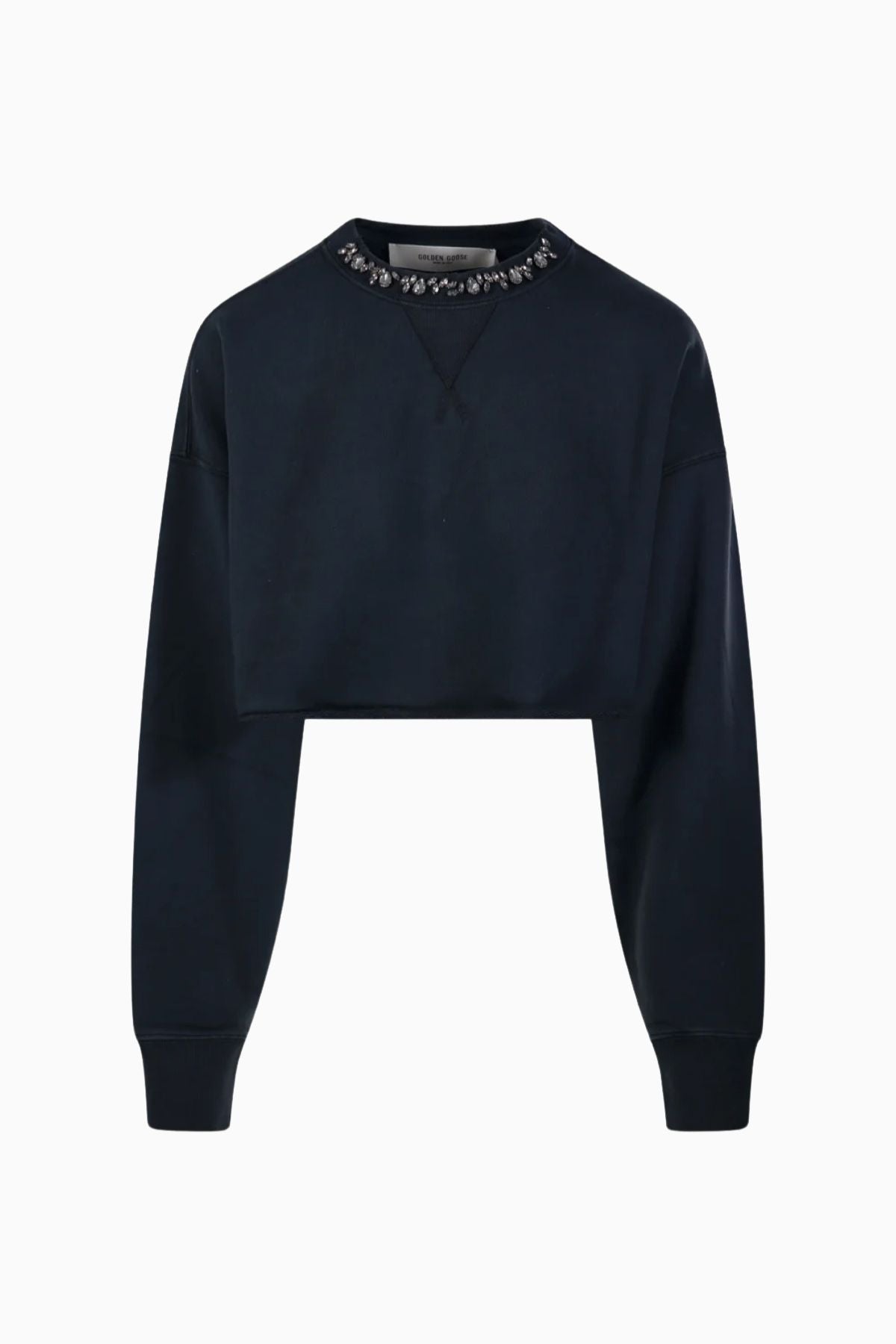 Golden Goose Crystal Detail Cropped Sweatshirt - Washed Black