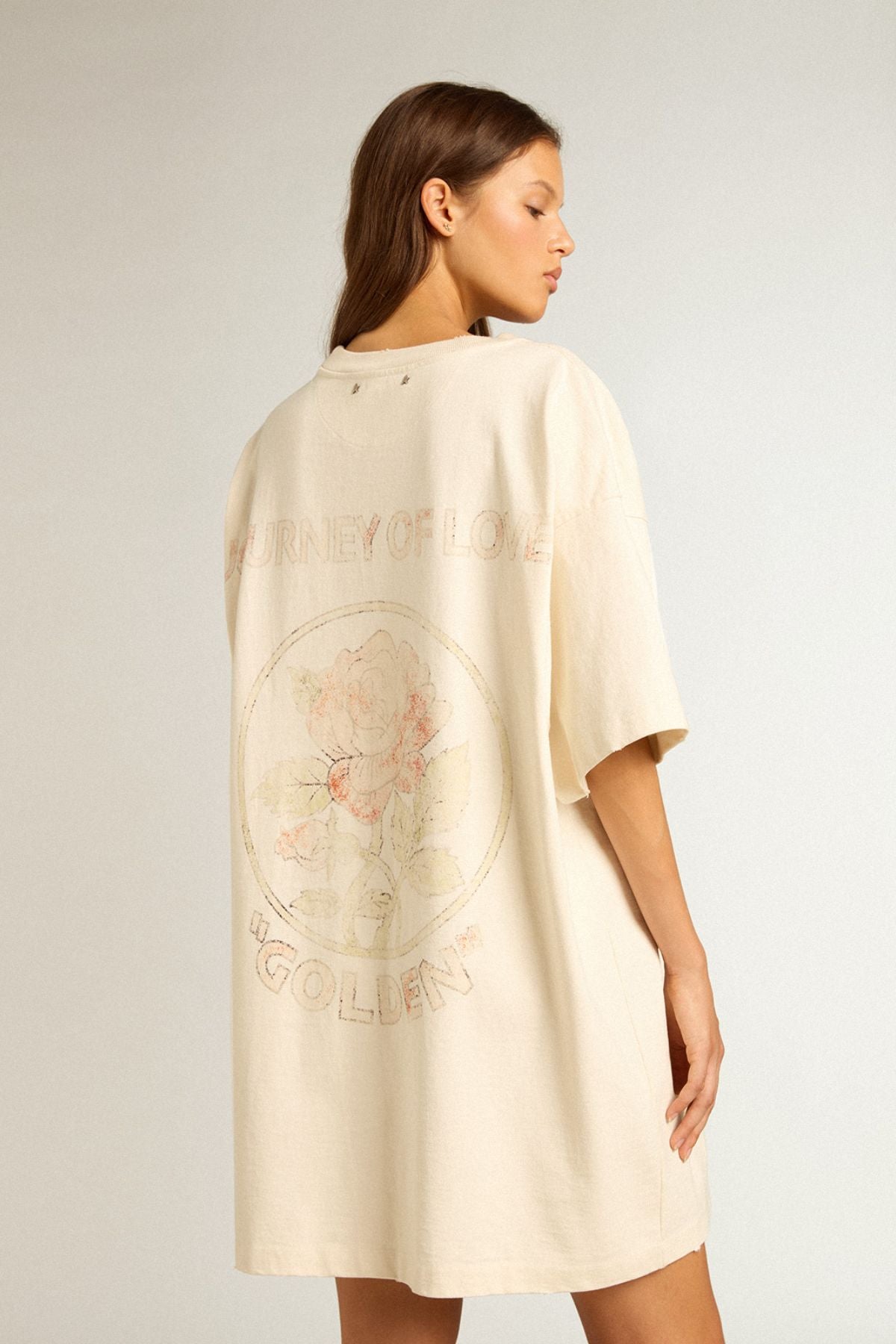 Golden Goose Journey of Love Embroidered T-Shirt Dress - Heritage White/ Multicolour