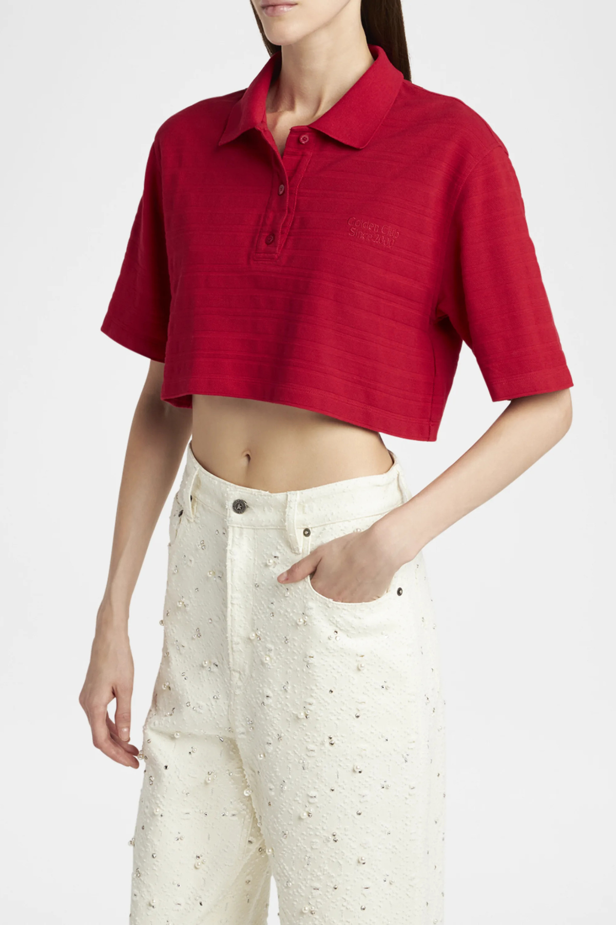 Golden Goose Medium Crop Polo - Haute Red