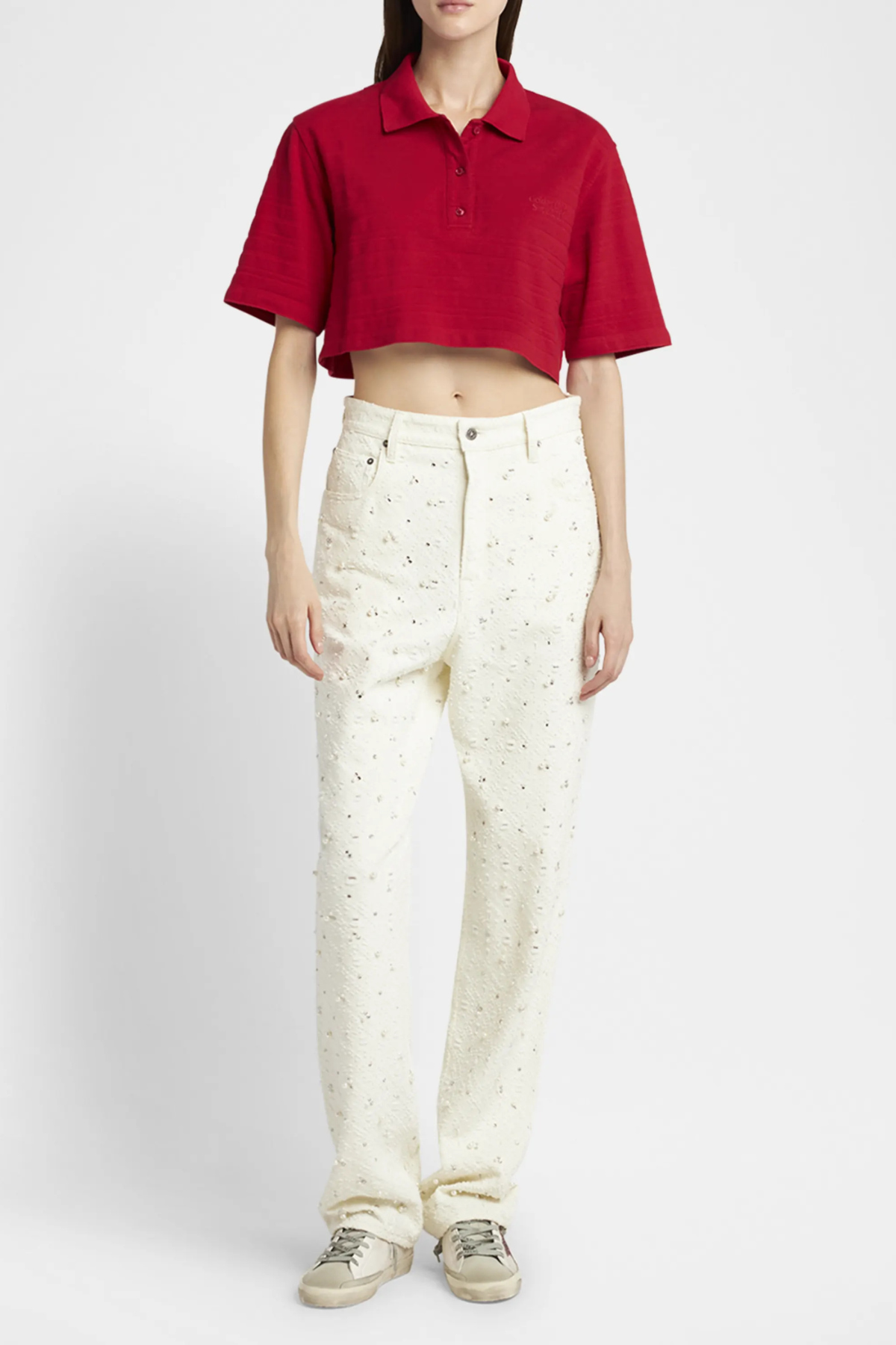 Golden Goose Medium Crop Polo - Haute Red