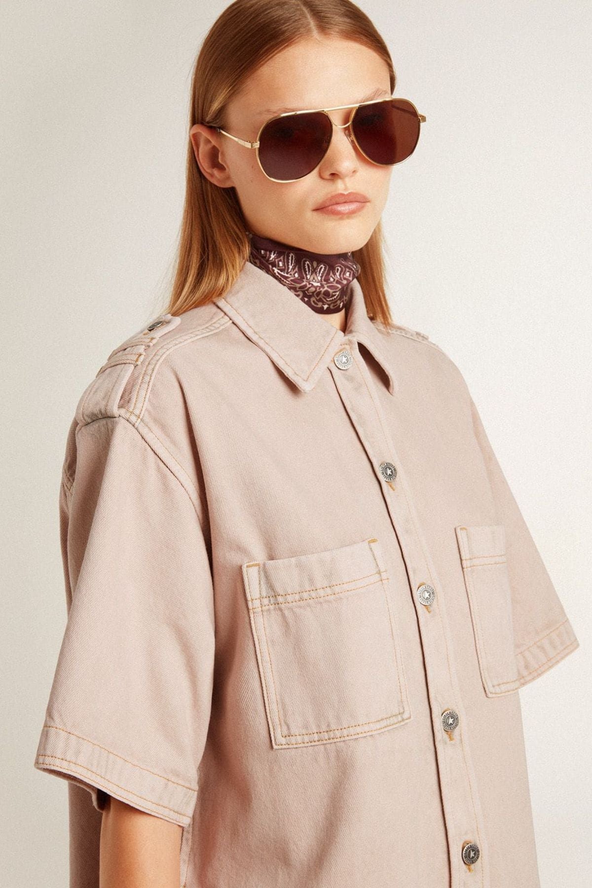 Golden Goose Nicky Over Shirt Dress Marble Denim - Shadow Grey