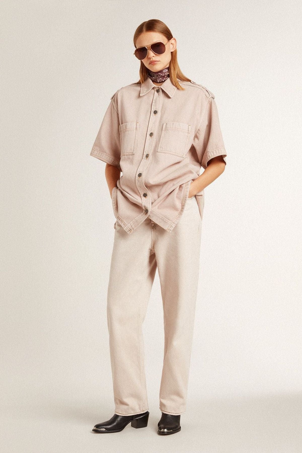 Golden Goose Nicky Over Shirt Dress Marble Denim - Shadow Grey