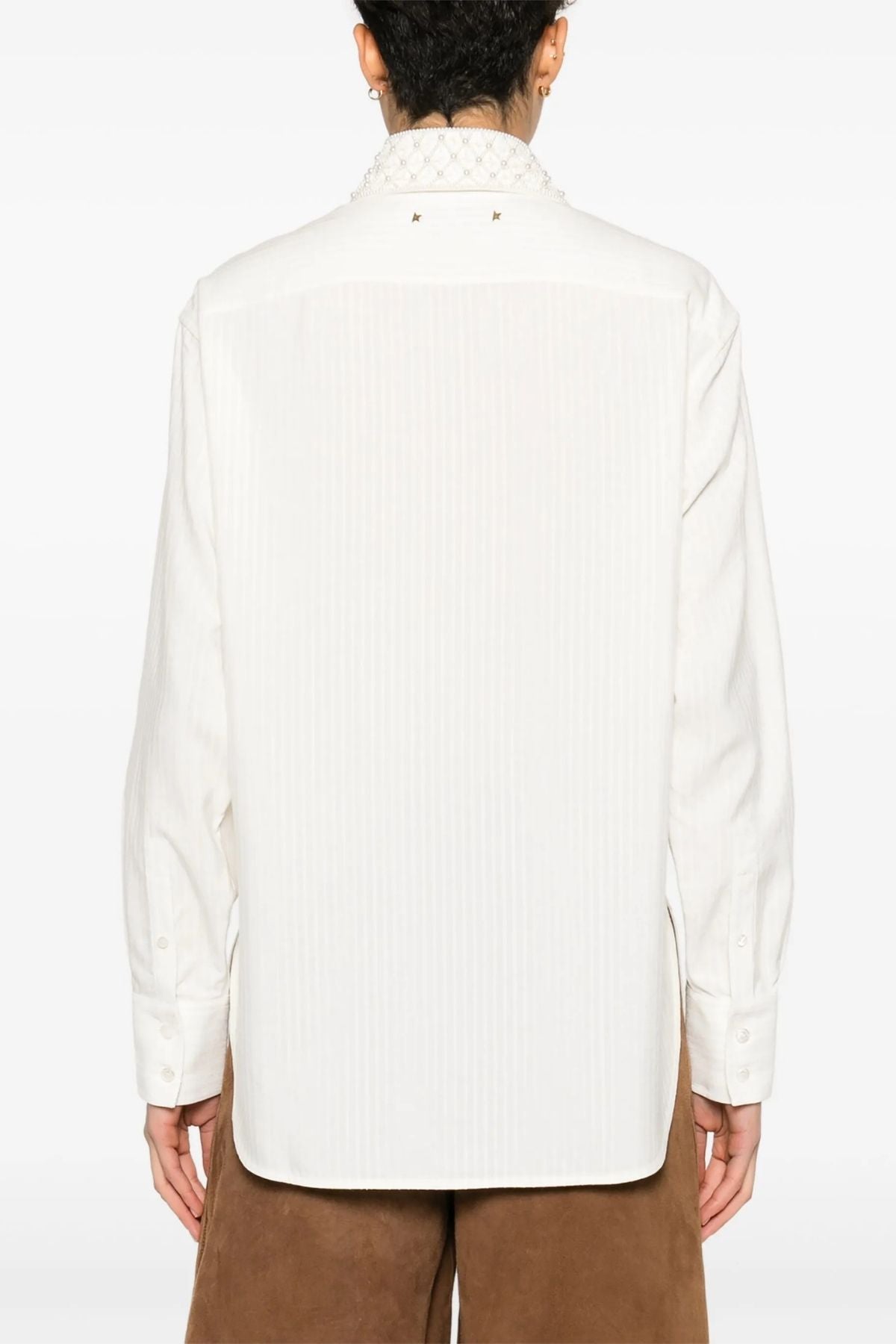 Golden Goose Pearl Collar Boyfriend Shirt - Heritage White