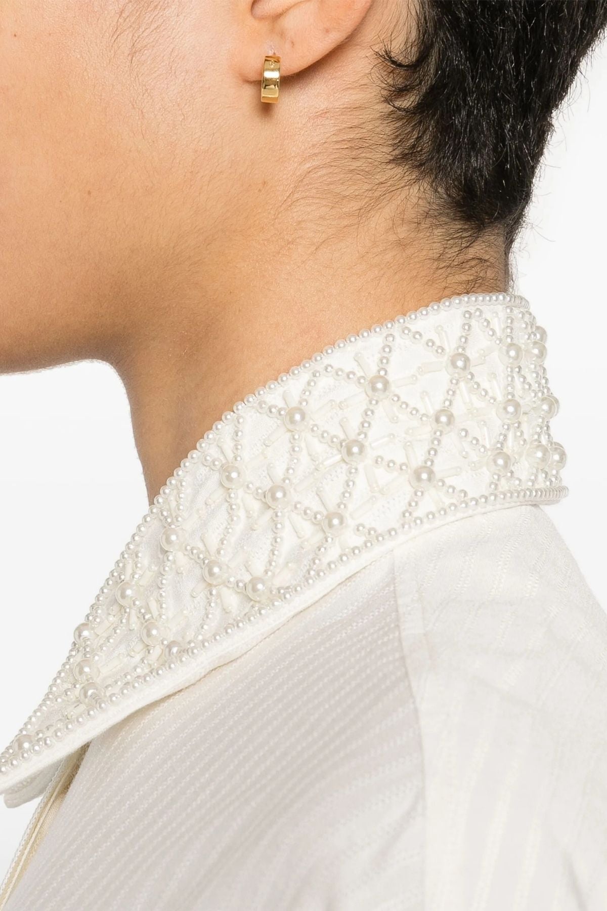 Golden Goose Pearl Collar Boyfriend Shirt - Heritage White