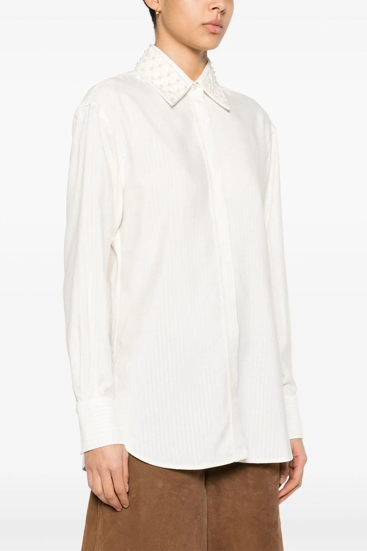 Golden Goose Pearl Collar Boyfriend Shirt - Heritage White