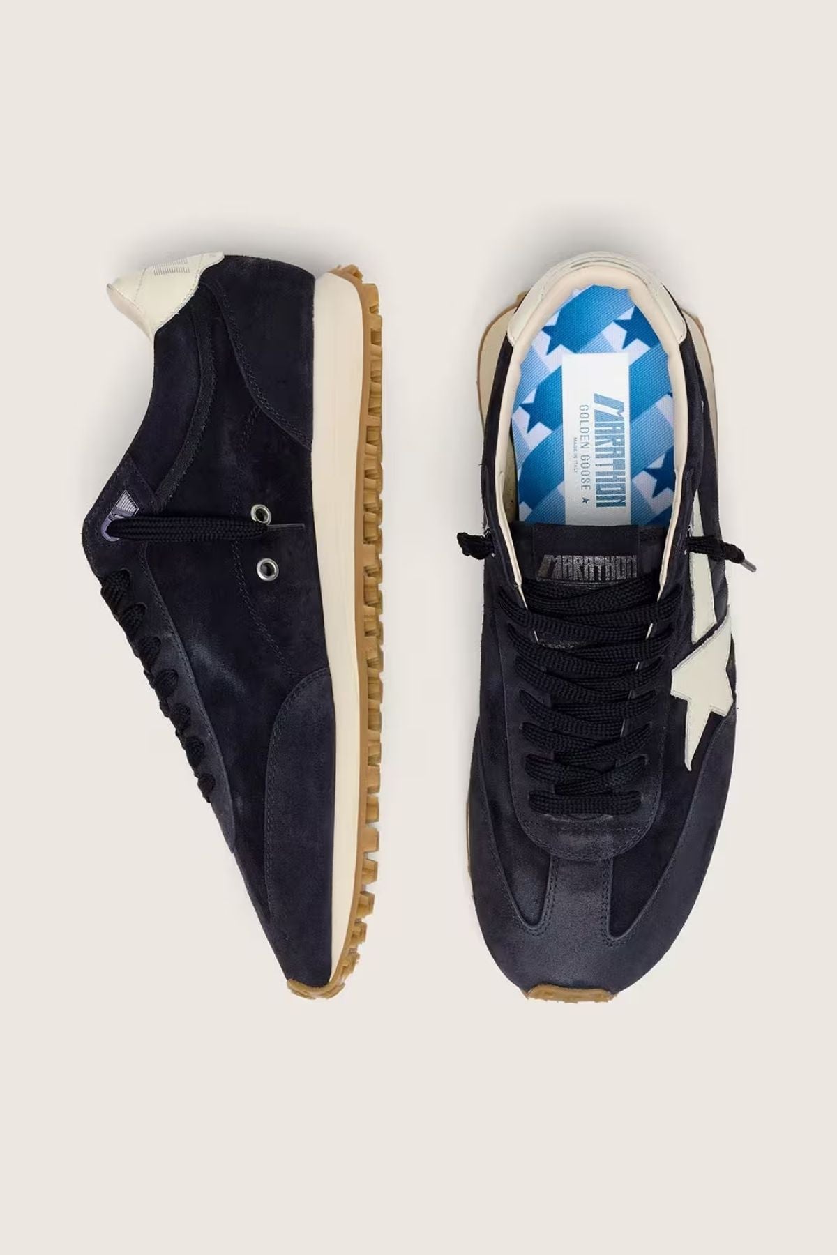 Golden Goose Running Marathon Suede - Blue/ Milk