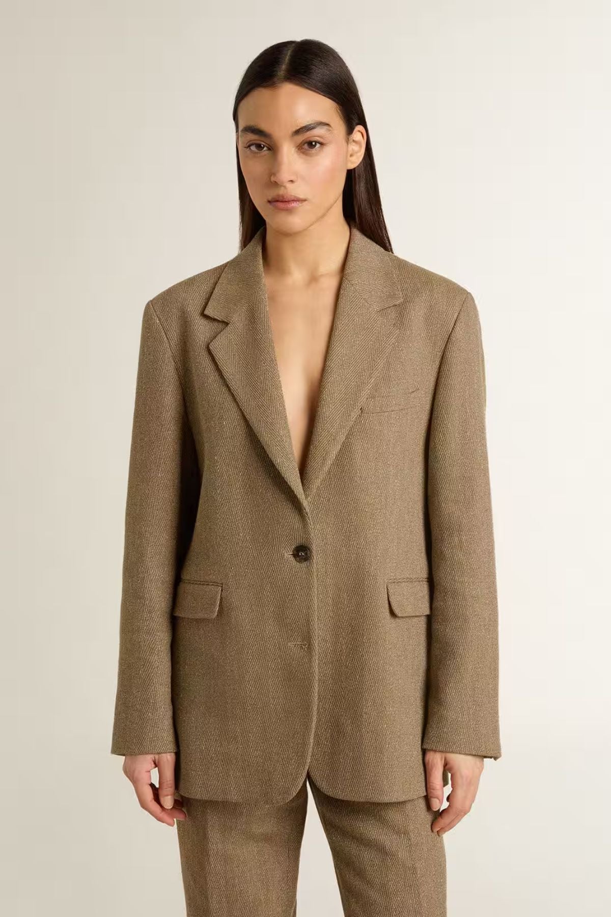 Golden Goose Single Breasted Blazer - Golden Brown/ Off White