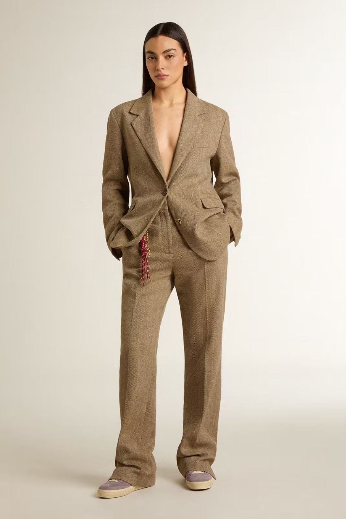 Golden Goose Single Breasted Blazer - Golden Brown/ Off White