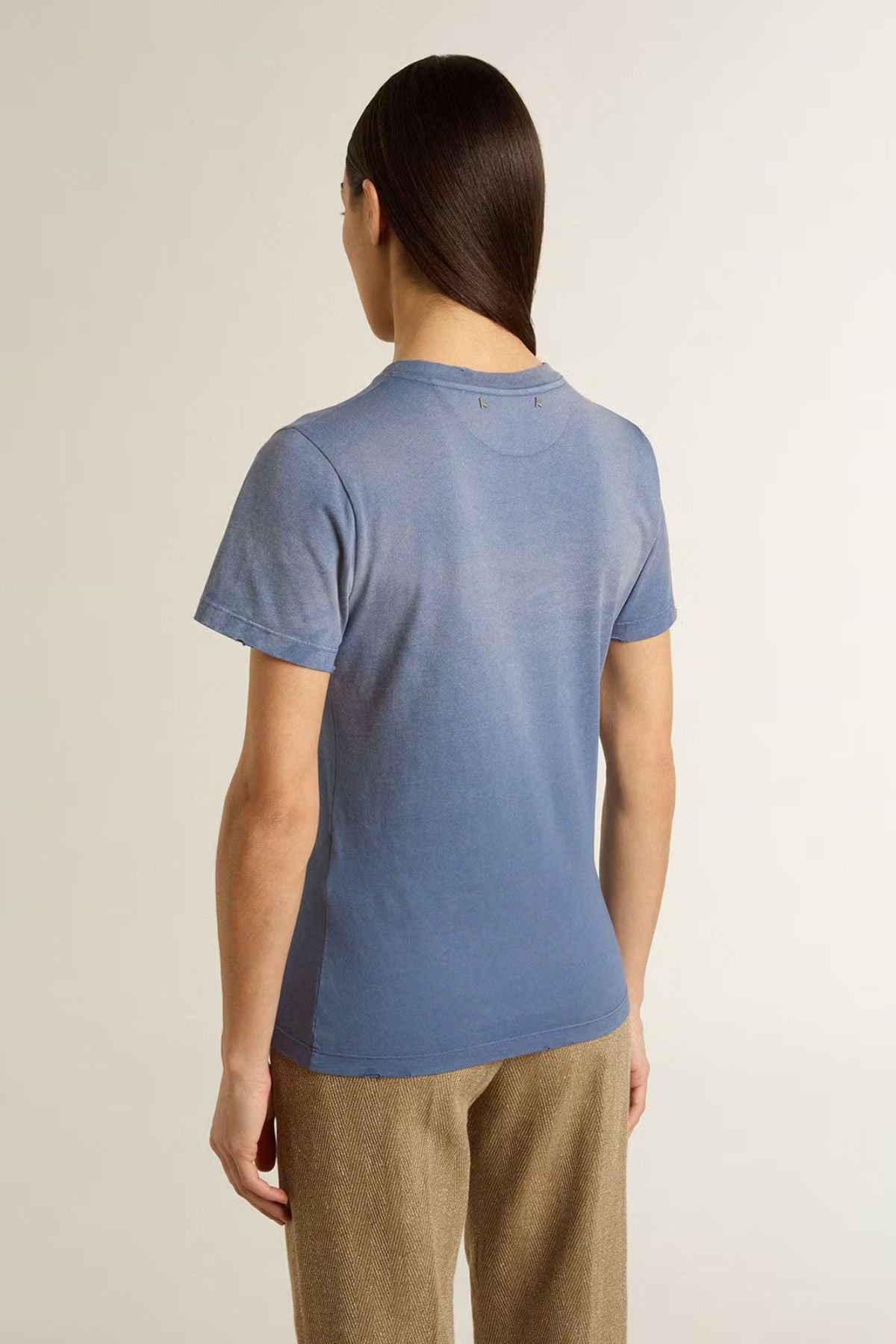 Golden Goose Slim T-Shirt Faded Effect - China Blue