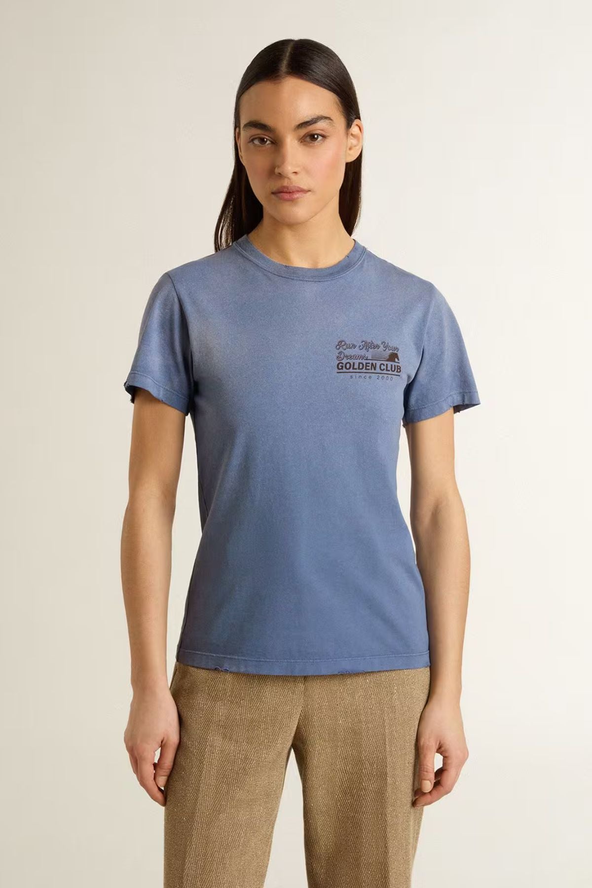 Golden Goose Slim T-Shirt Faded Effect - China Blue