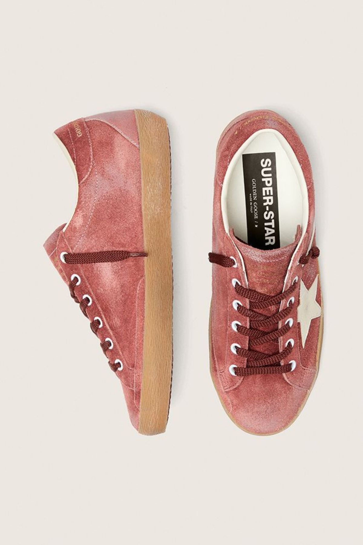 Golden Goose Super Star Waxed Suede - Red Rust/ White