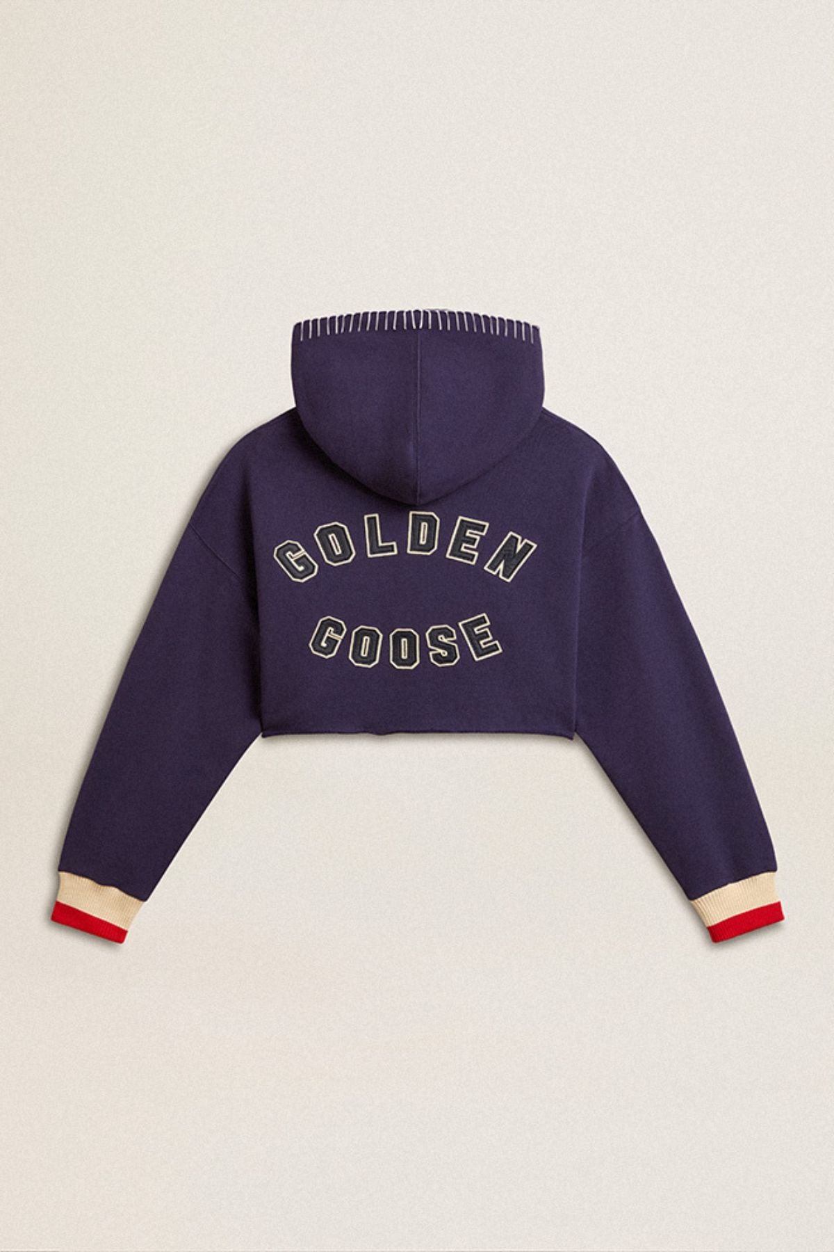 Golden Goose Zip Cropped Hoodie - Eclipse/ Heritage White/ Urban Red