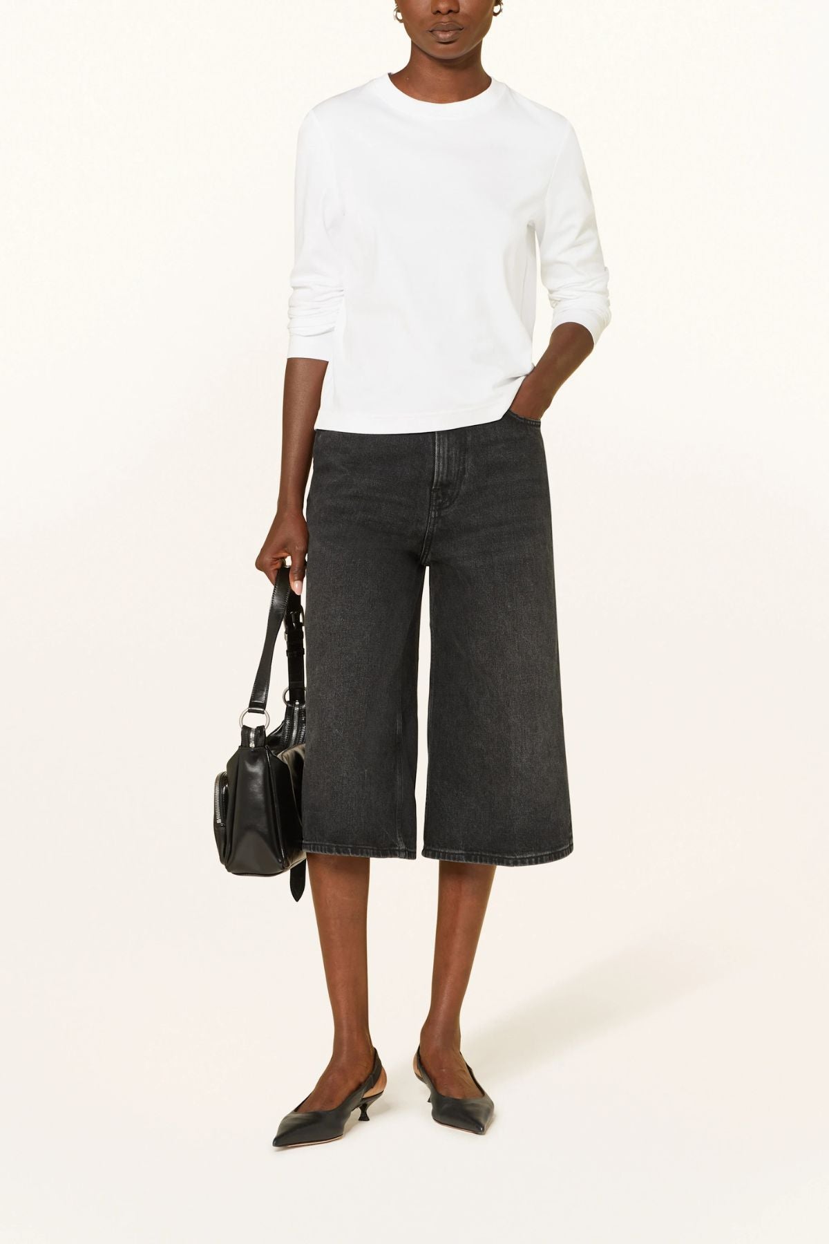 Haikure Belle Denim Culotte - Mid Black