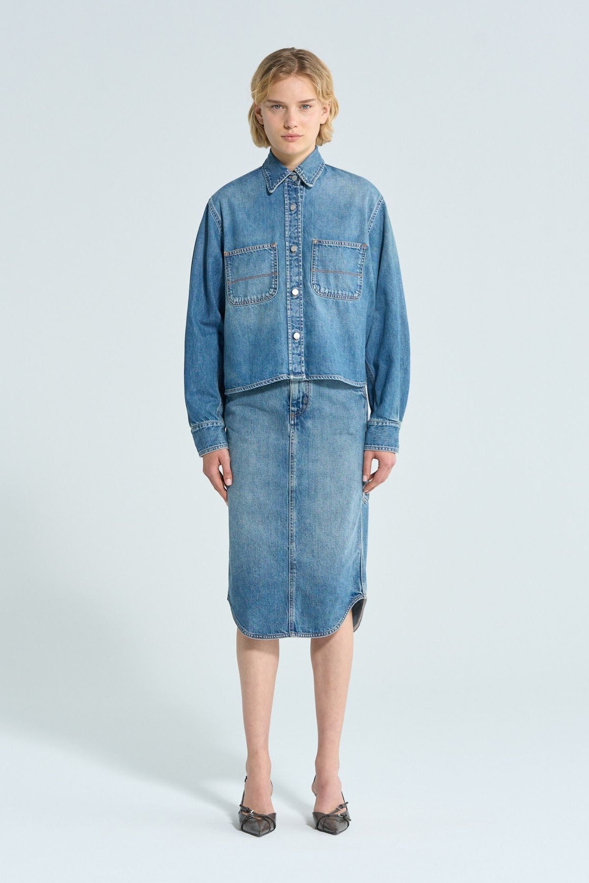 Tシャツ・カットソー HAIKURE WANDA MEDITERRANEAN BLUE (HEW06083DF127L0875 L0875) Haikure Wanda Shirt - Mediterranean Blue – GRACE Melbourne