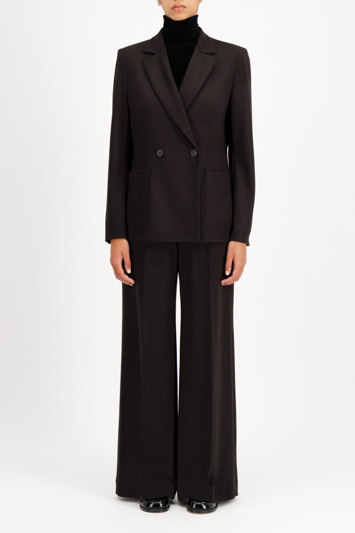 Harris Wharf Double Breasted Blazer - Dark Brown
