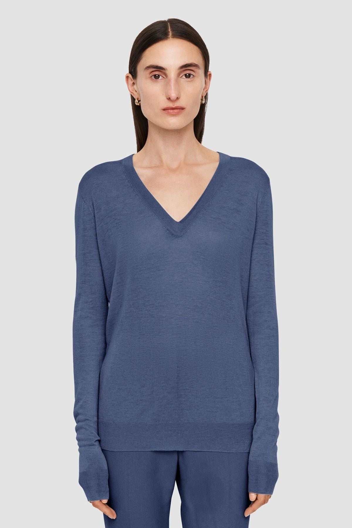 Joseph Cashair V-Neck Jumper - Harbour