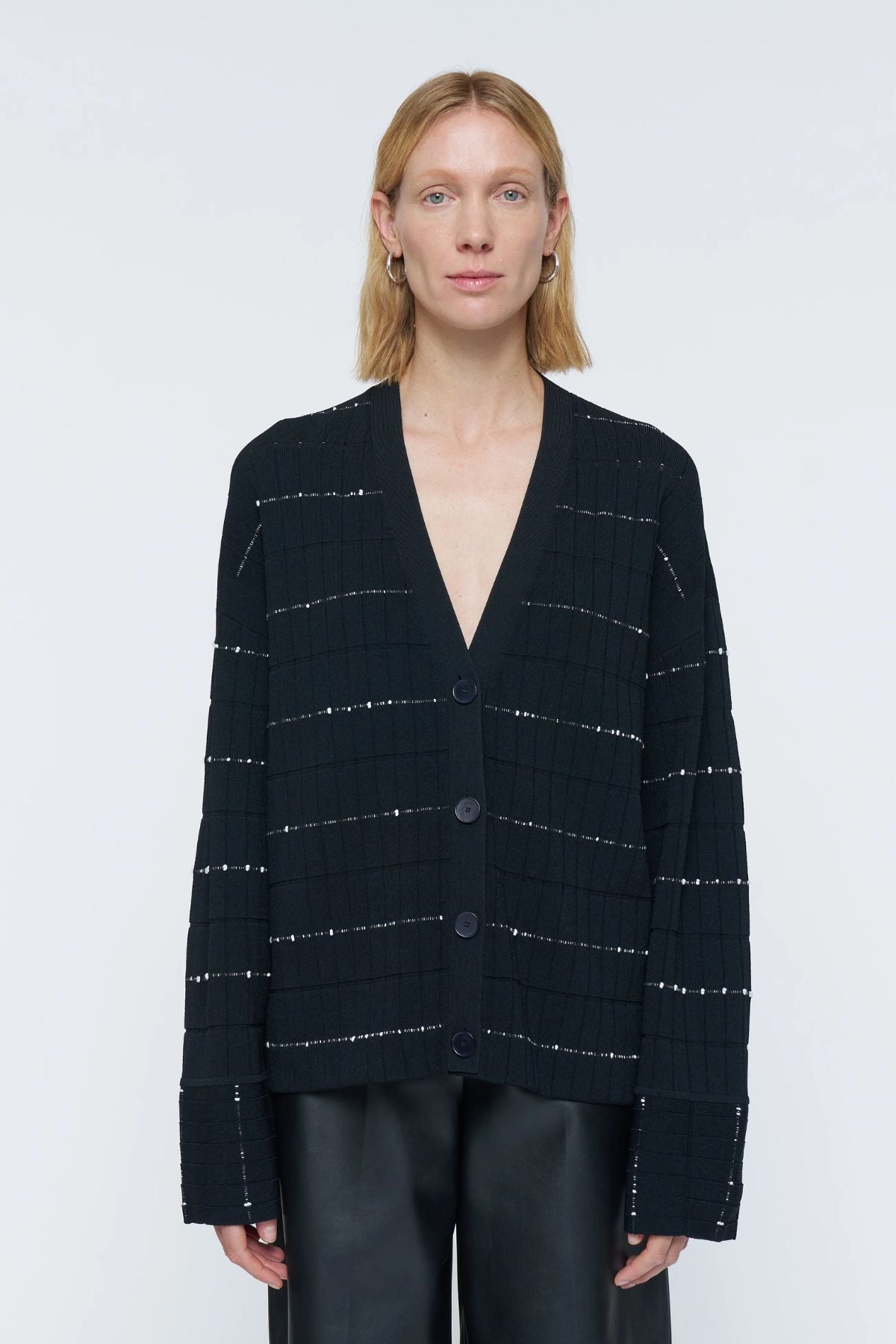 Joseph Fragmented Stripes Cardigan - Black Ivory