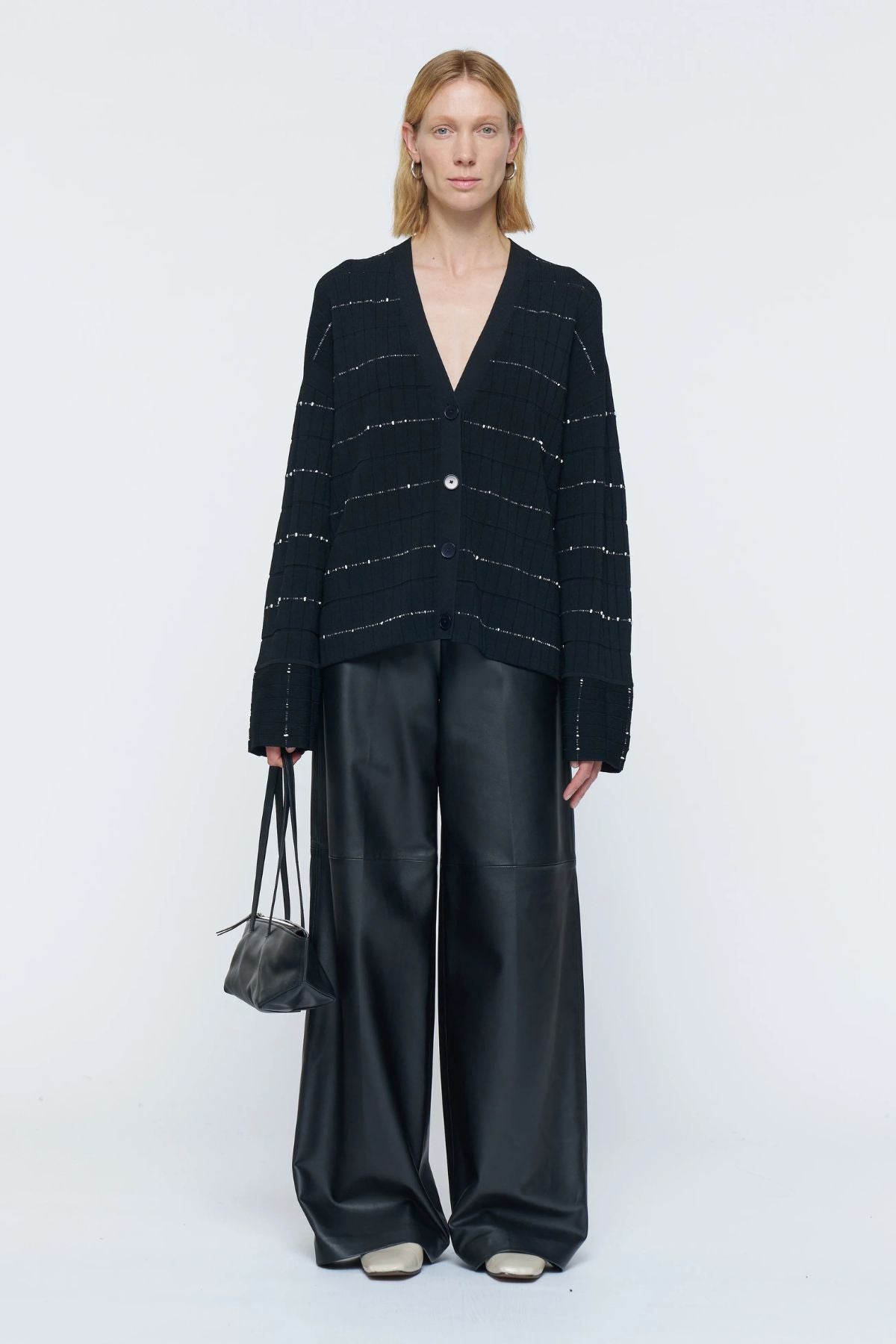 Joseph Fragmented Stripes Cardigan - Black Ivory