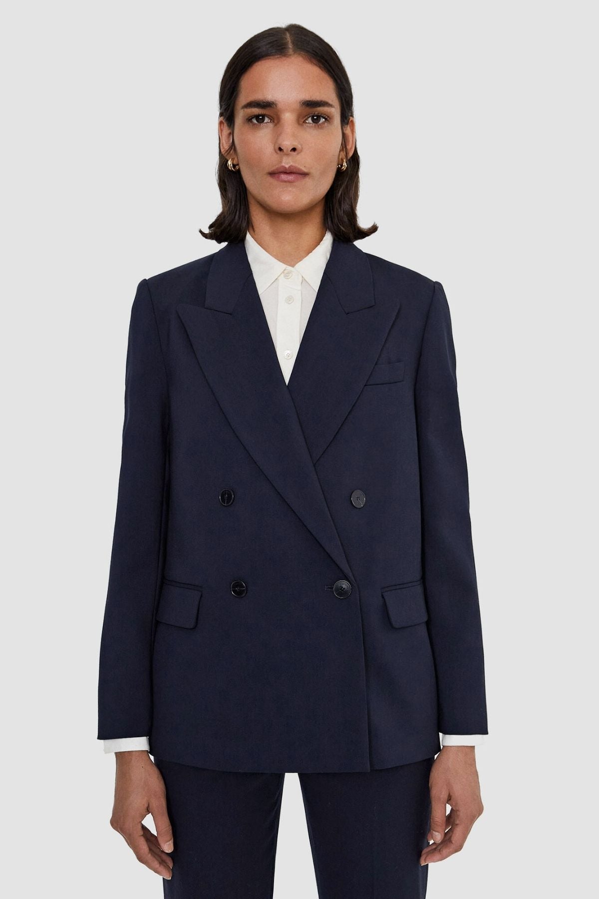 Joseph Jaden Double Breasted Blazer Wool Stretch Tailoring - Dark Navy