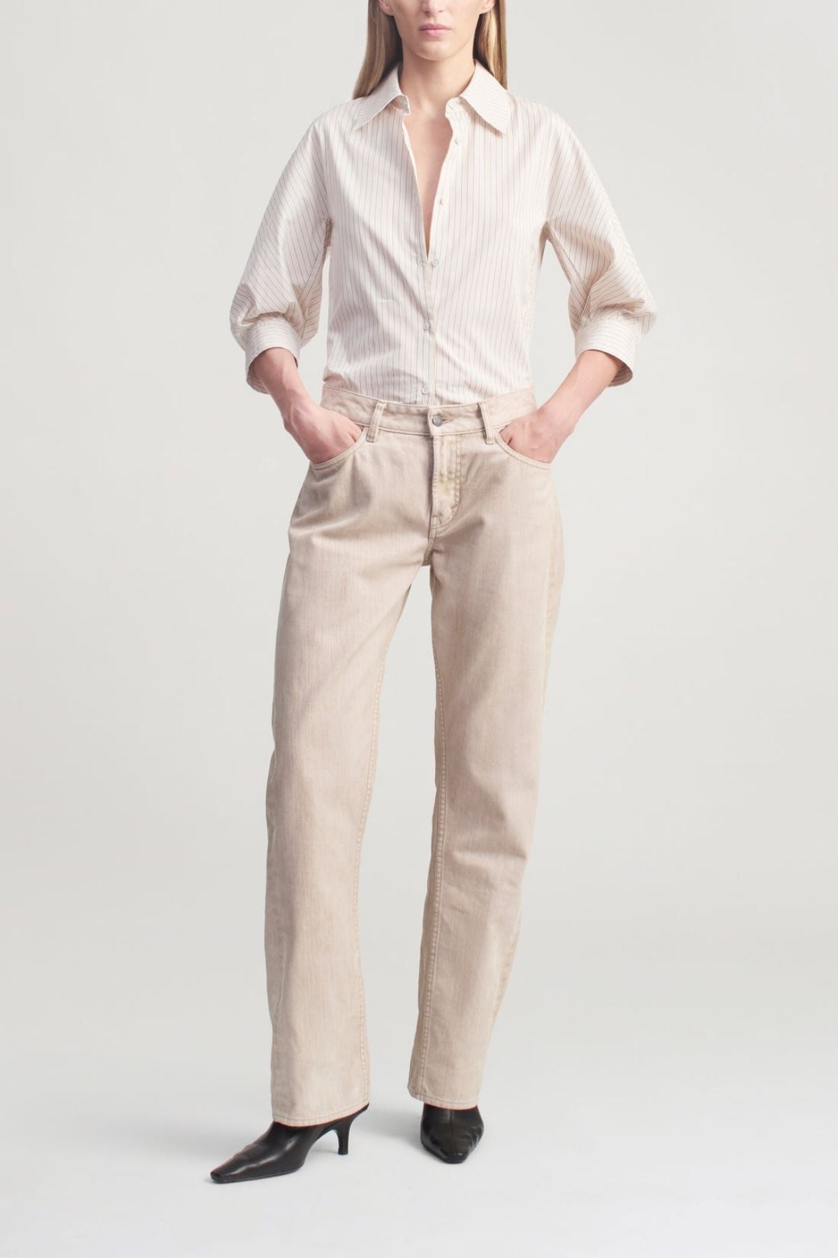 KALLMEYER Colette 3/4 Sleeve Shirt - Sepia Stripe