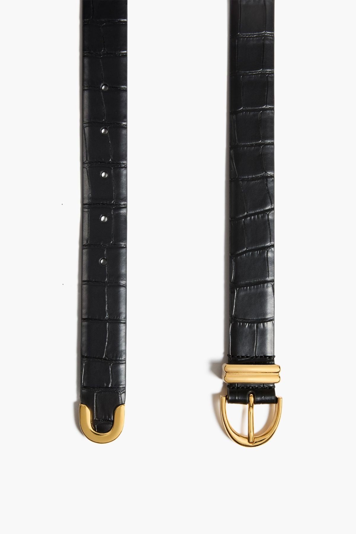 KHAITE Bambi Skinny Belt - Black Embossed