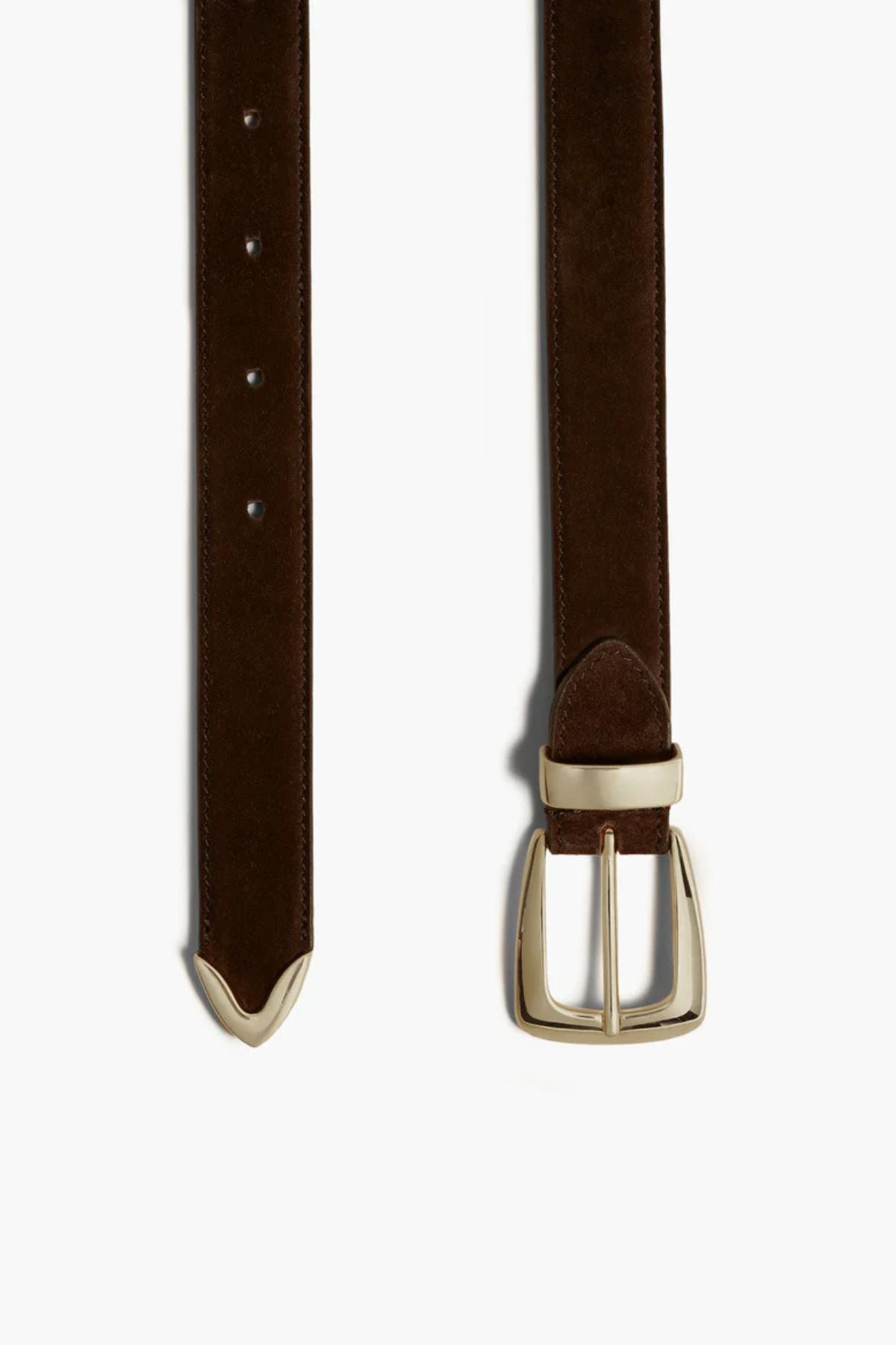 KHAITE Benny Belt Suede Gold Buckle- Coffee