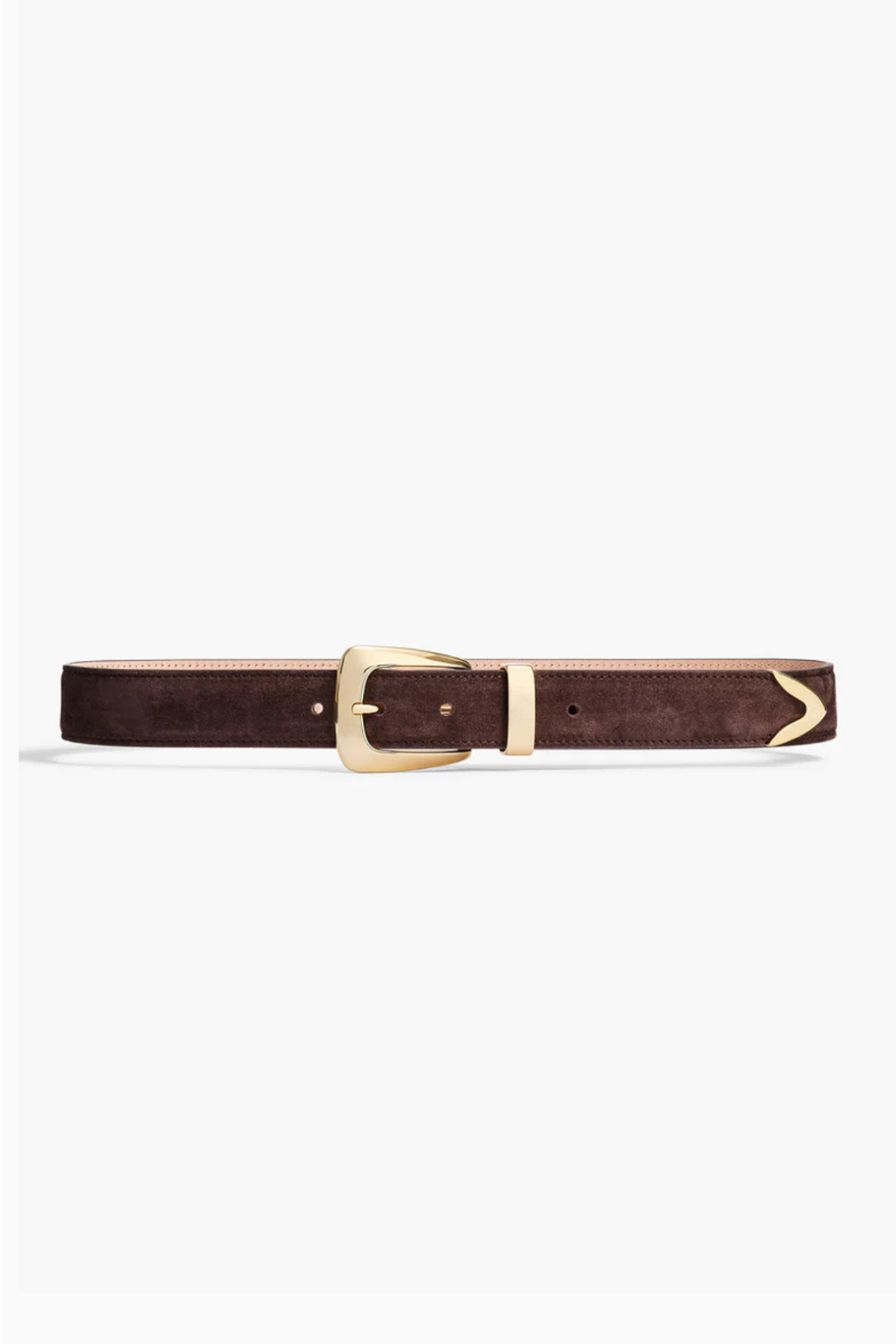KHAITE Benny Belt Suede Gold Buckle- Coffee
