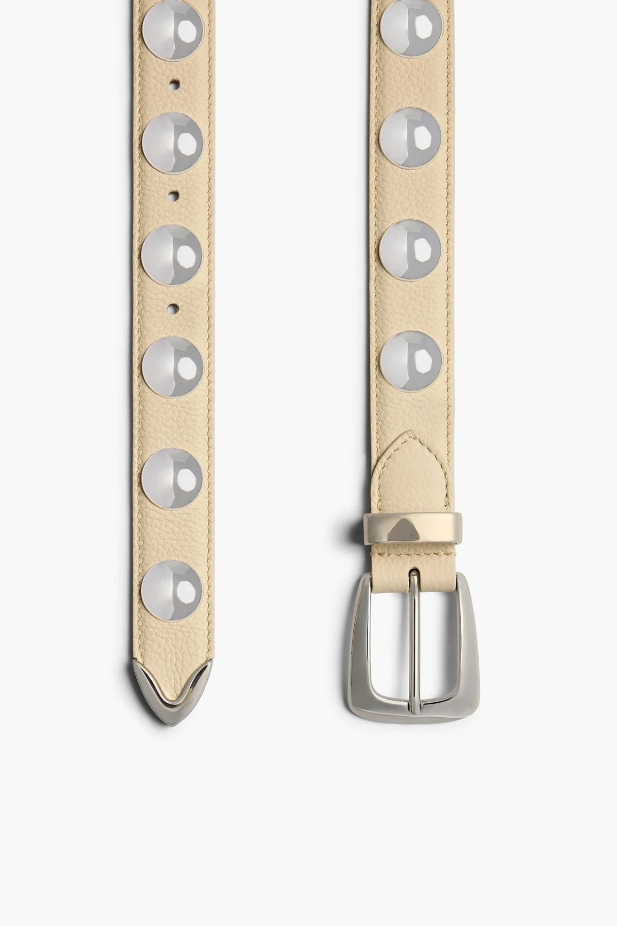 Khaite Benny Belt with Studs - Dark Ivory/ Silver