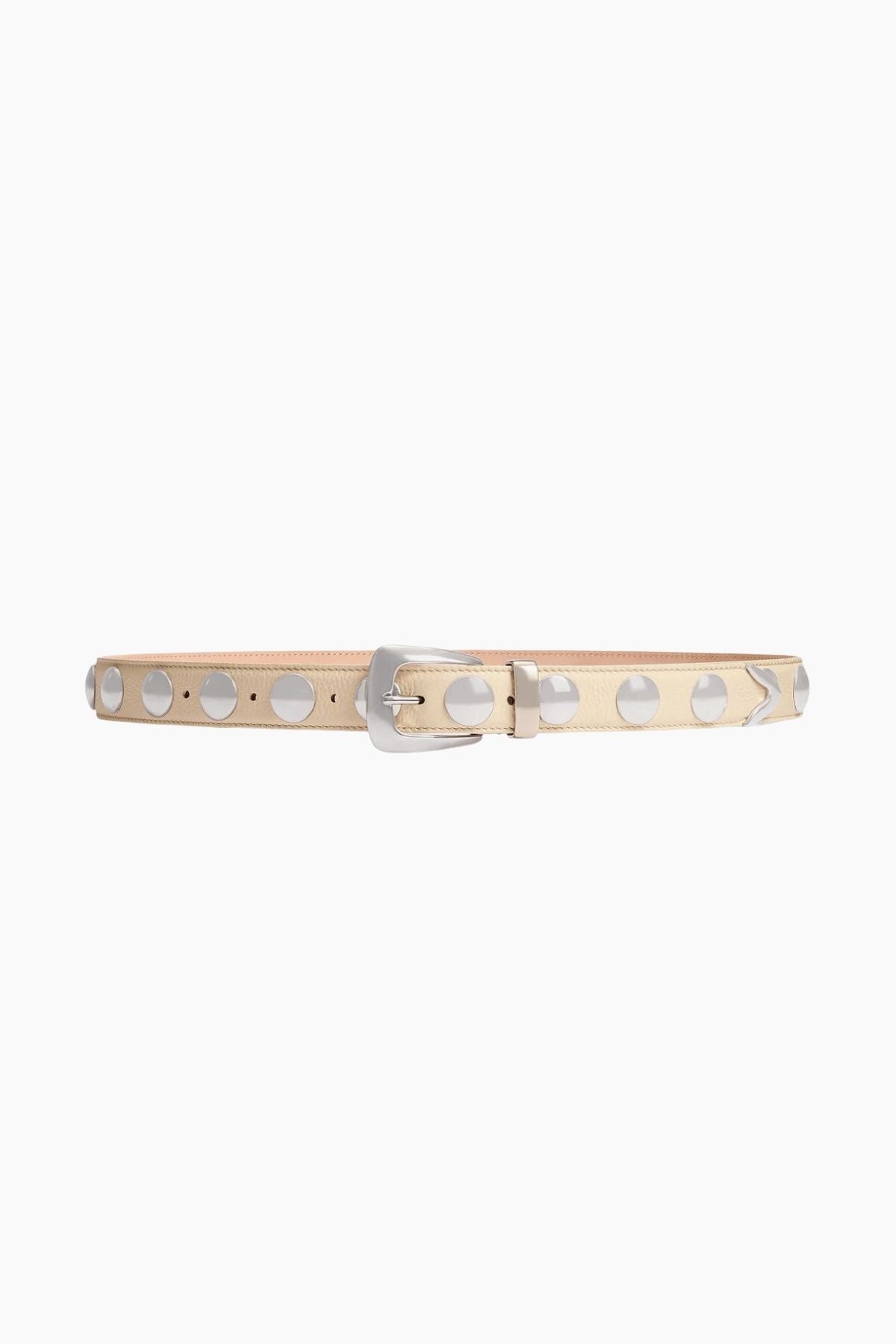 Khaite Benny Belt with Studs - Dark Ivory/ Silver