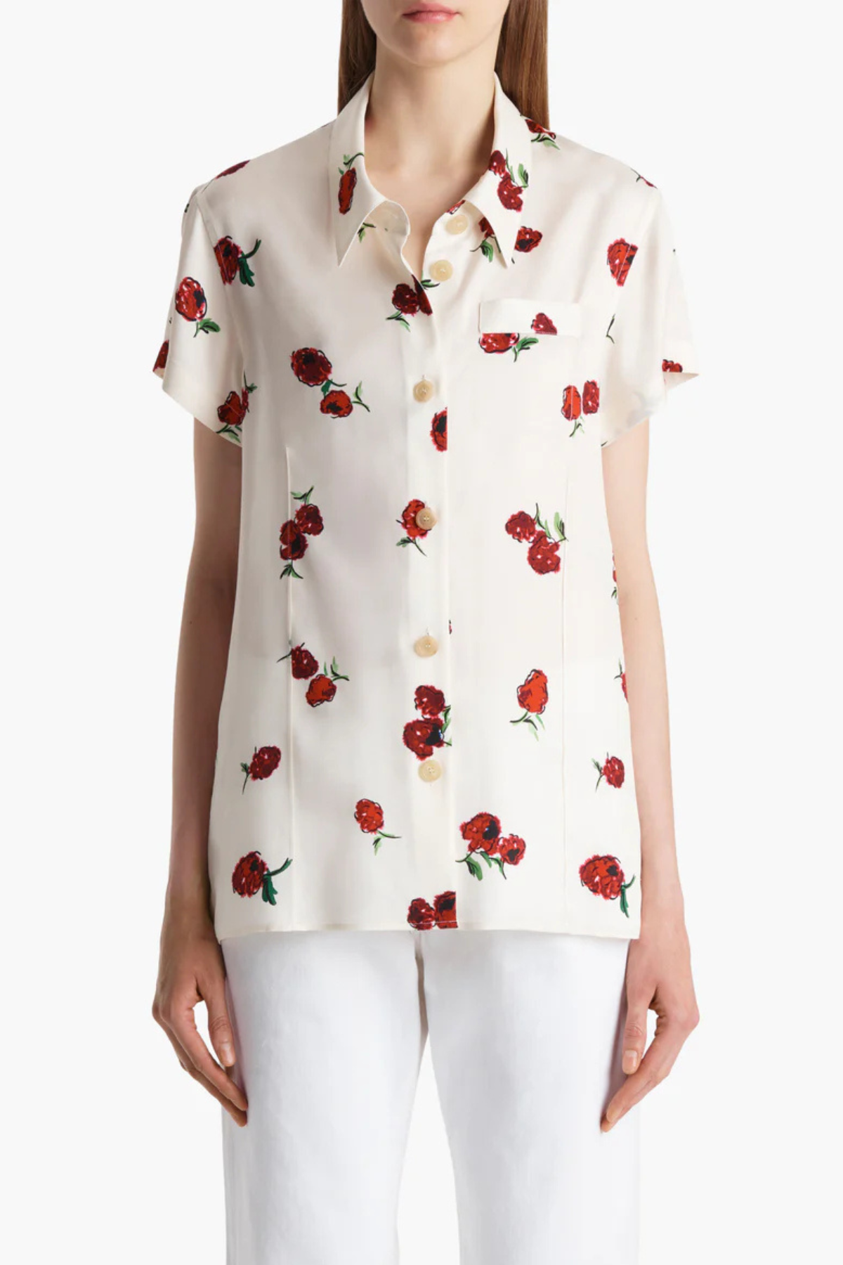 KHAITE Keefe Top - Raspberry/ Cream