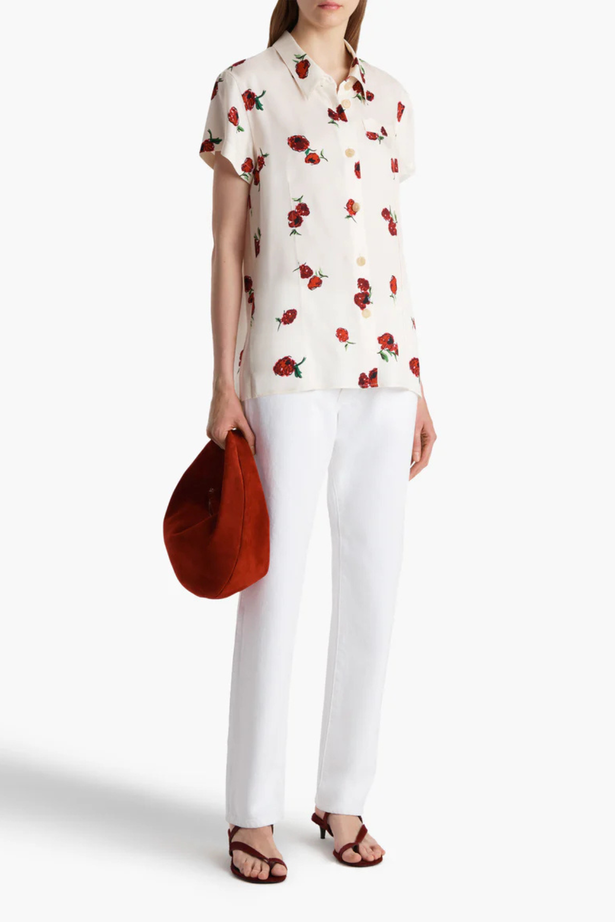 KHAITE Keefe Top - Raspberry/ Cream