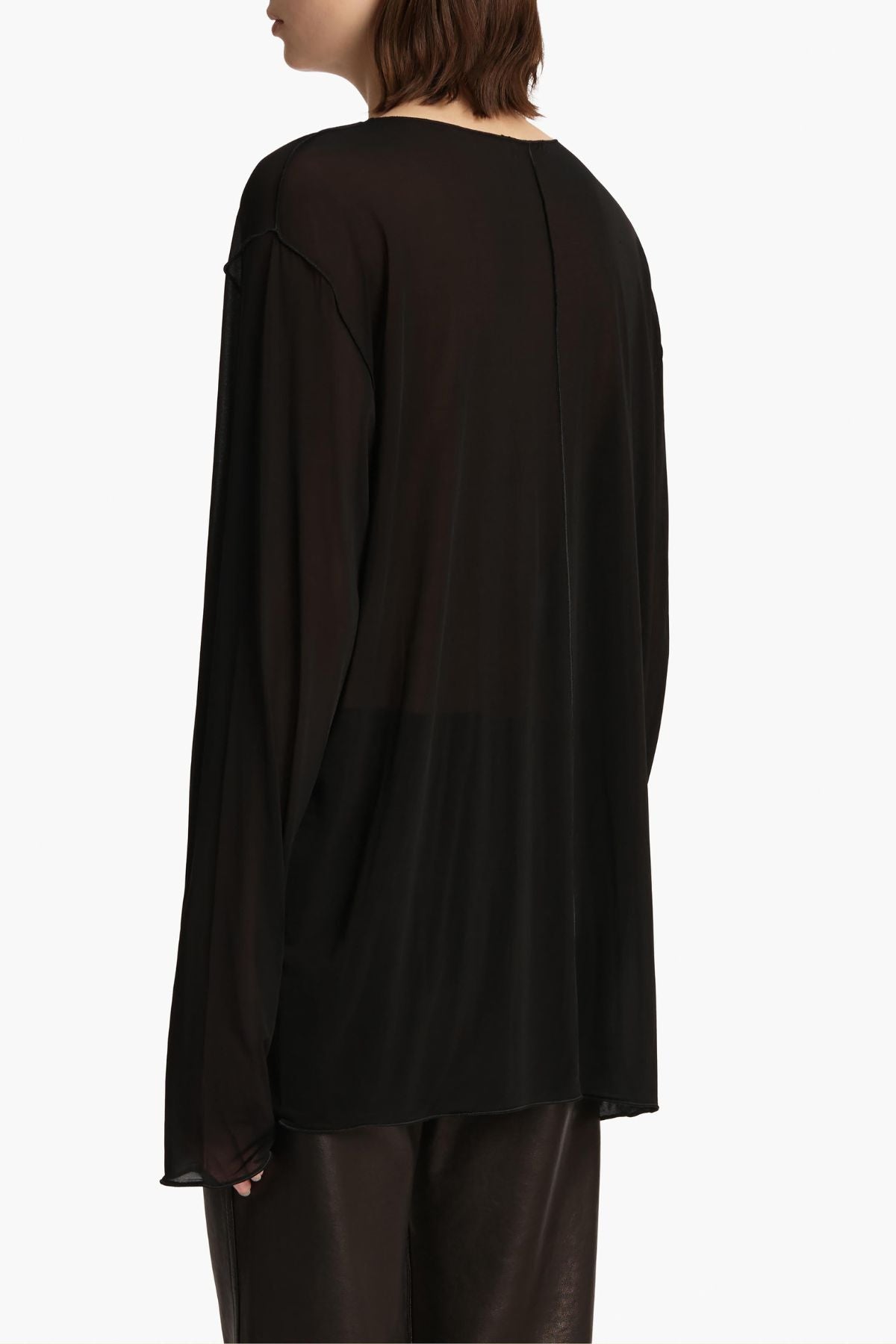 KHAITE Kit Top Sheer Long Sleeve Lightweight Stretch - Black
