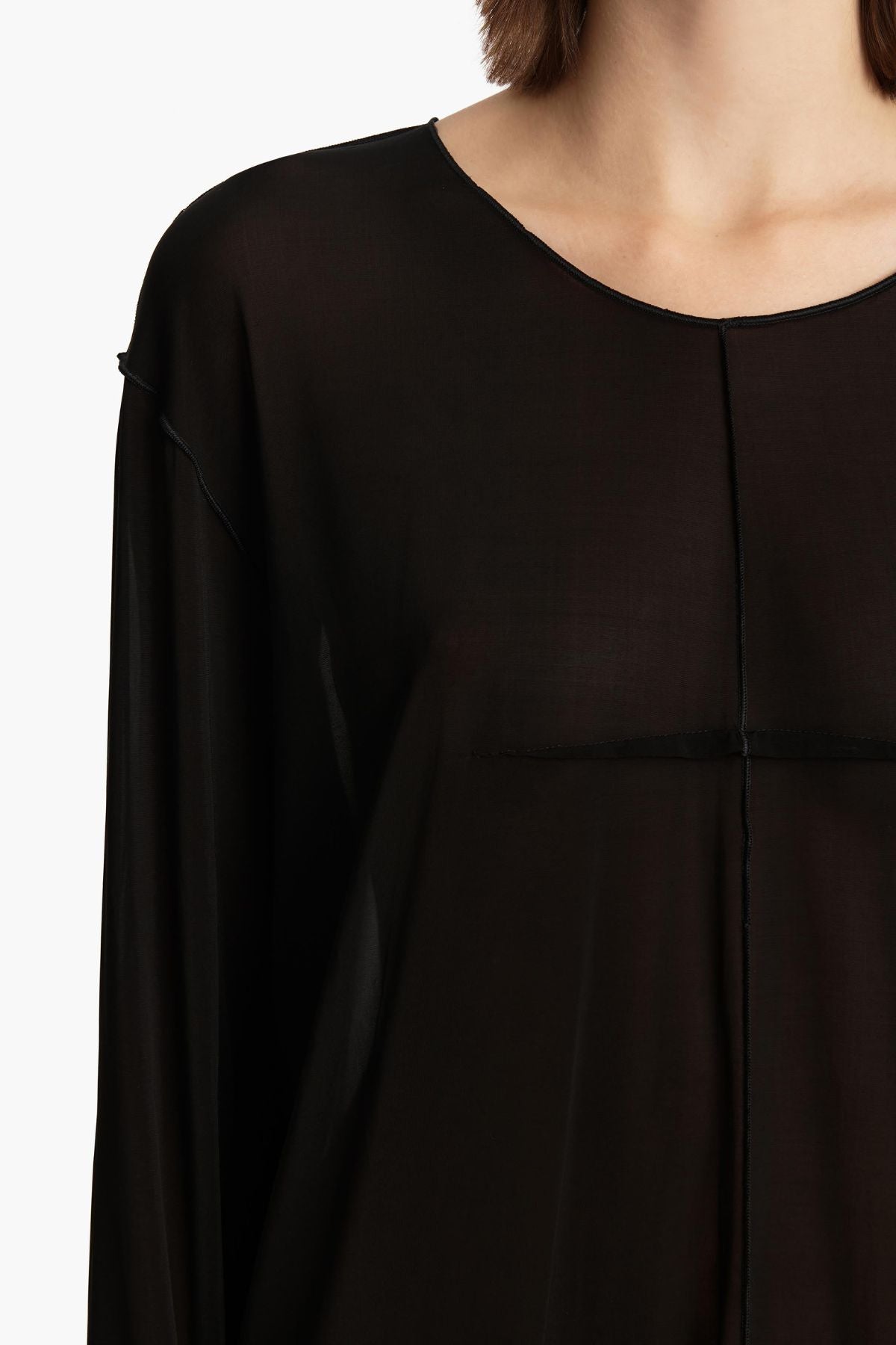 KHAITE Kit Top Sheer Long Sleeve Lightweight Stretch - Black