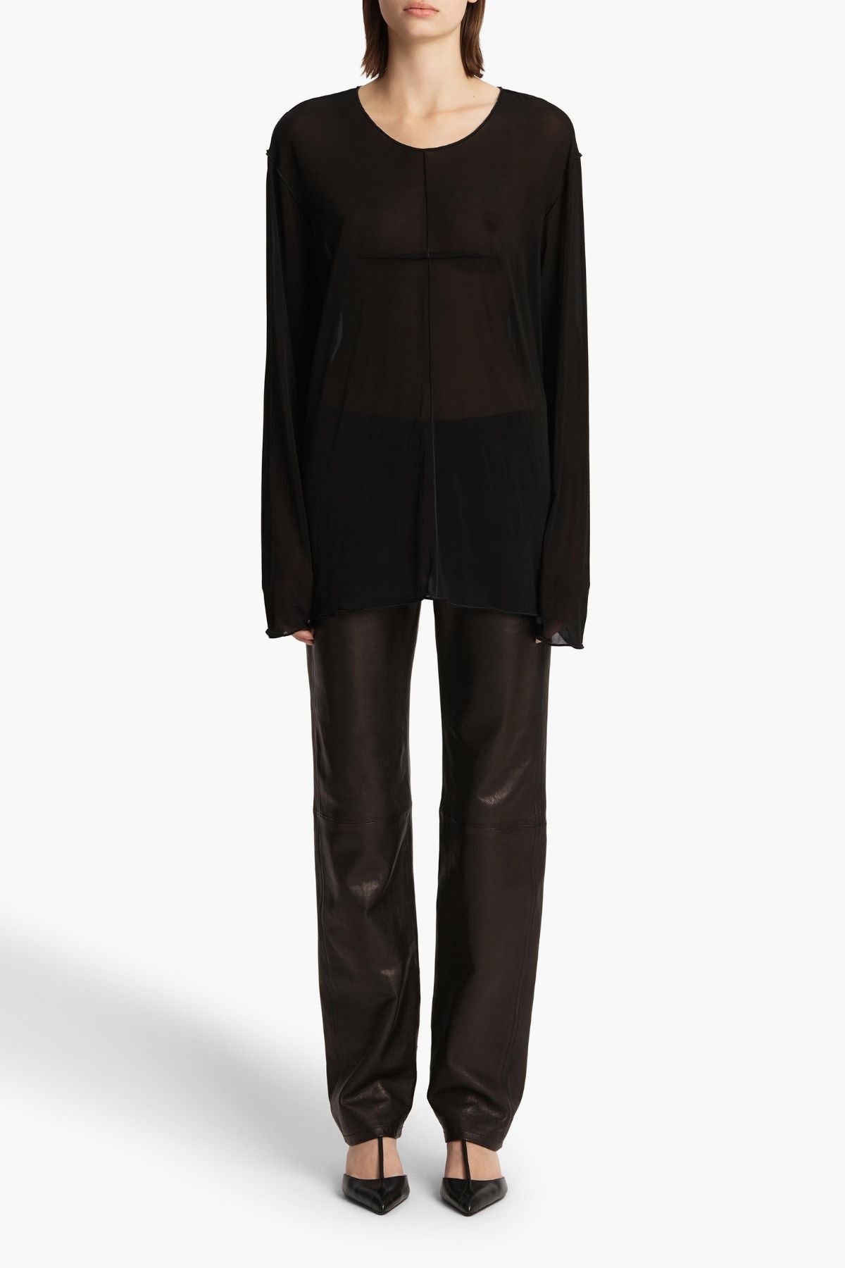 KHAITE Kit Top Sheer Long Sleeve Lightweight Stretch - Black