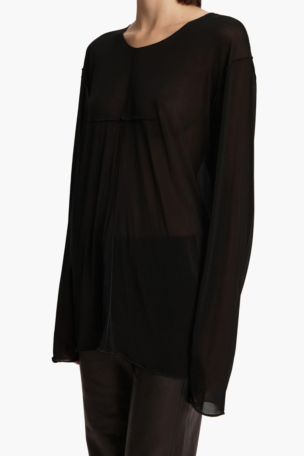 KHAITE Kit Top Sheer Long Sleeve Lightweight Stretch - Black