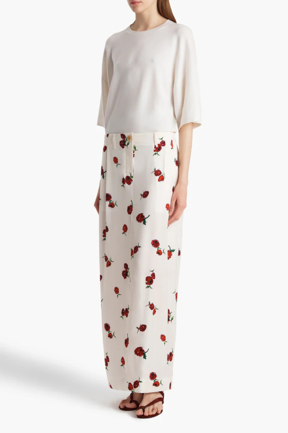KHAITE Lucian Skirt - Raspberry/ Cream