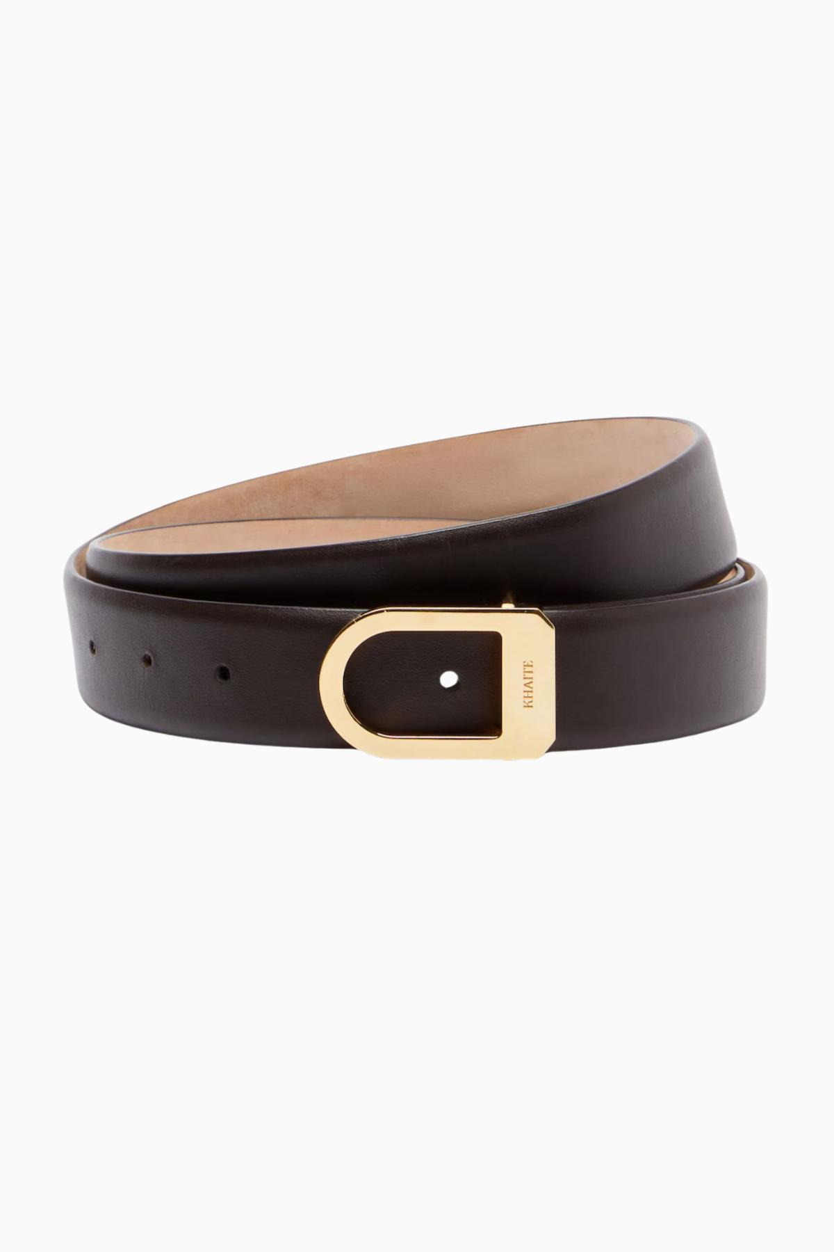 KHAITE Saddle Belt Gold - Dark Brown