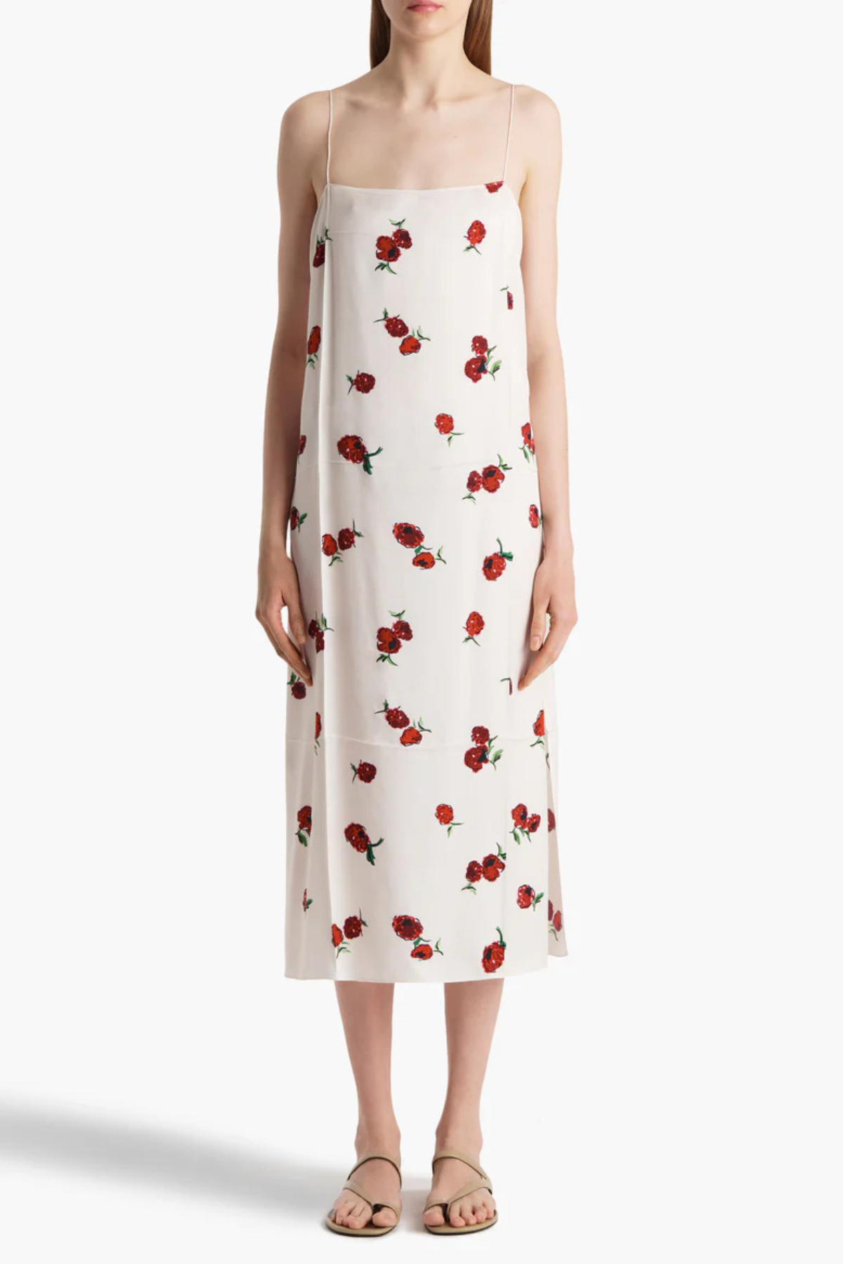 KHAITE Sicily Dress - Raspberry/ Cream