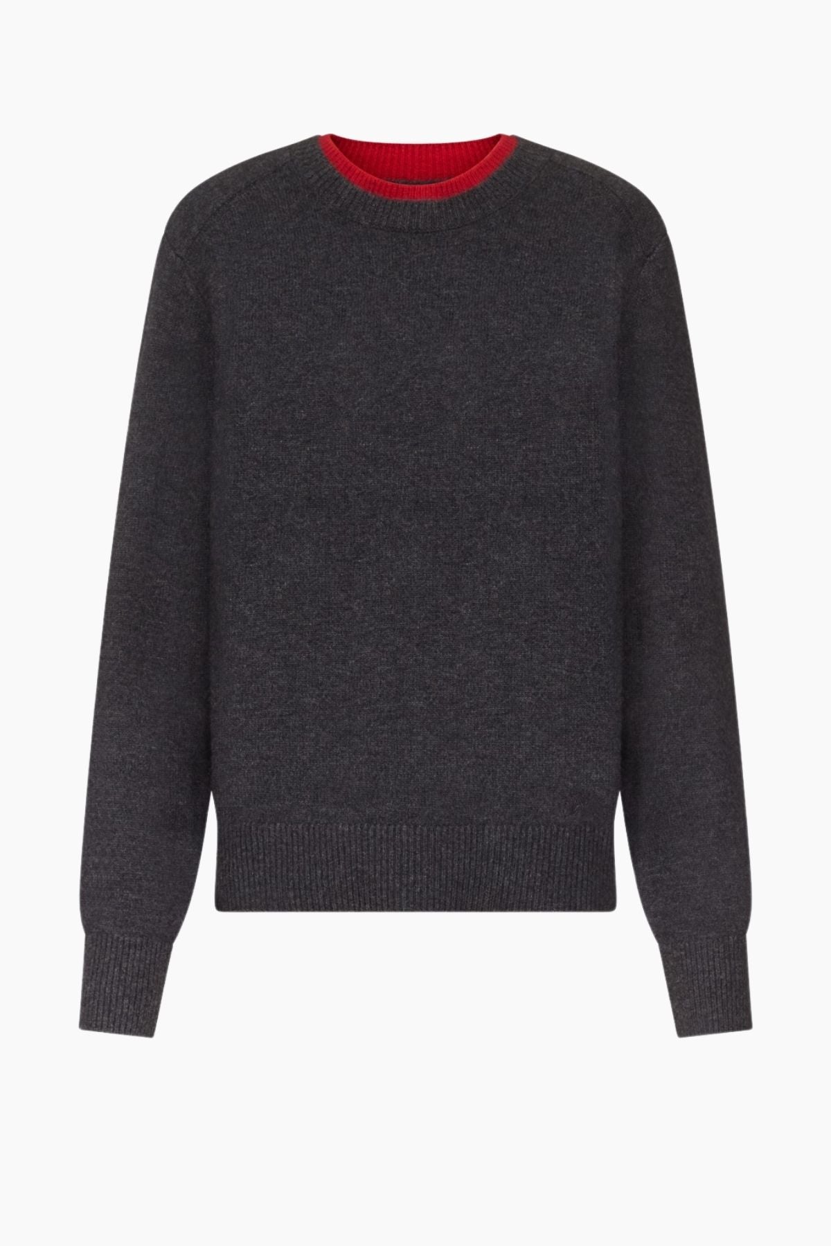 LOULOU DE SAISON Otis Bicolor Cashmere Sweater - Charcoal/ Red