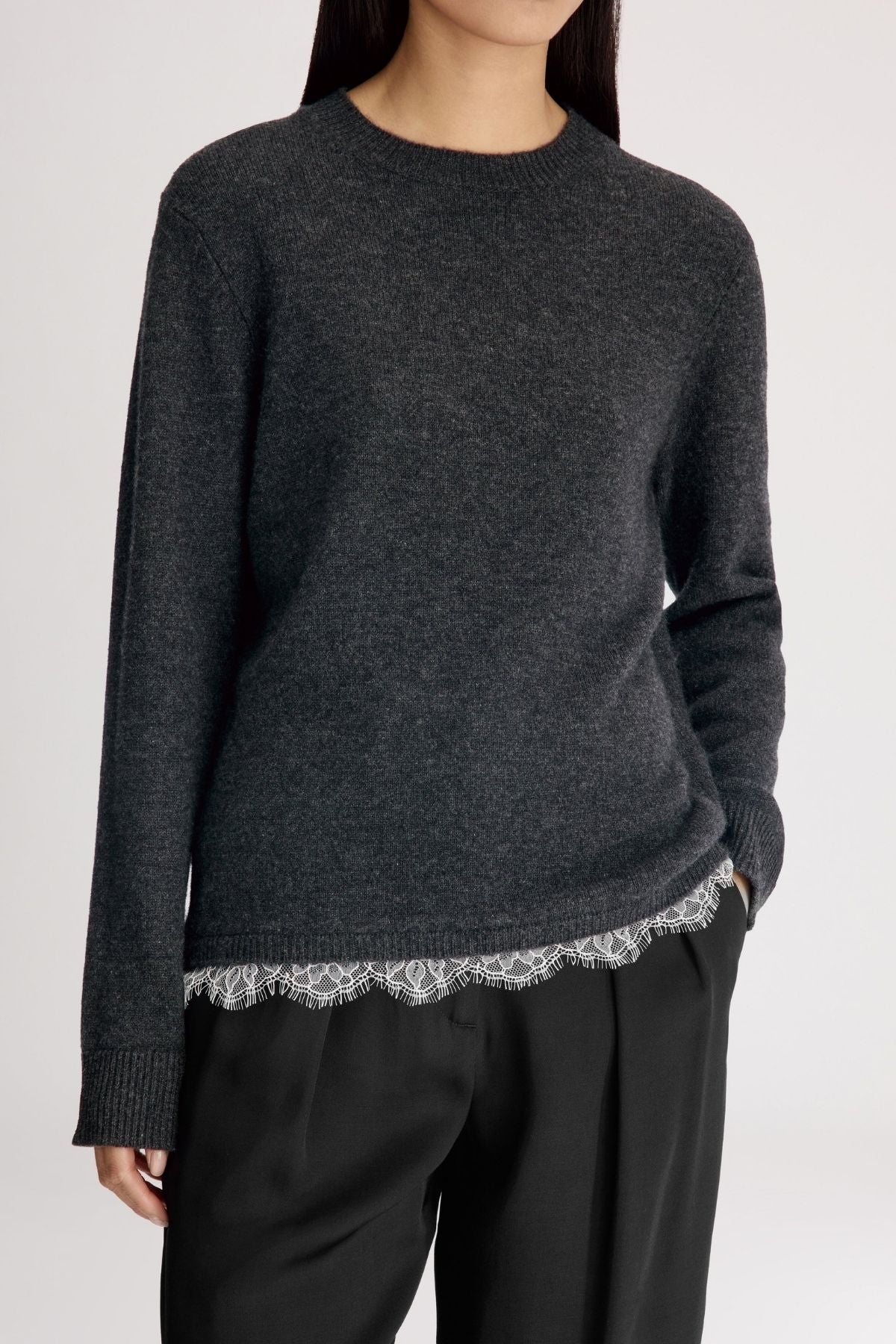 Loulou de Saison Arvo Sweater - Charcoal/ Ivory