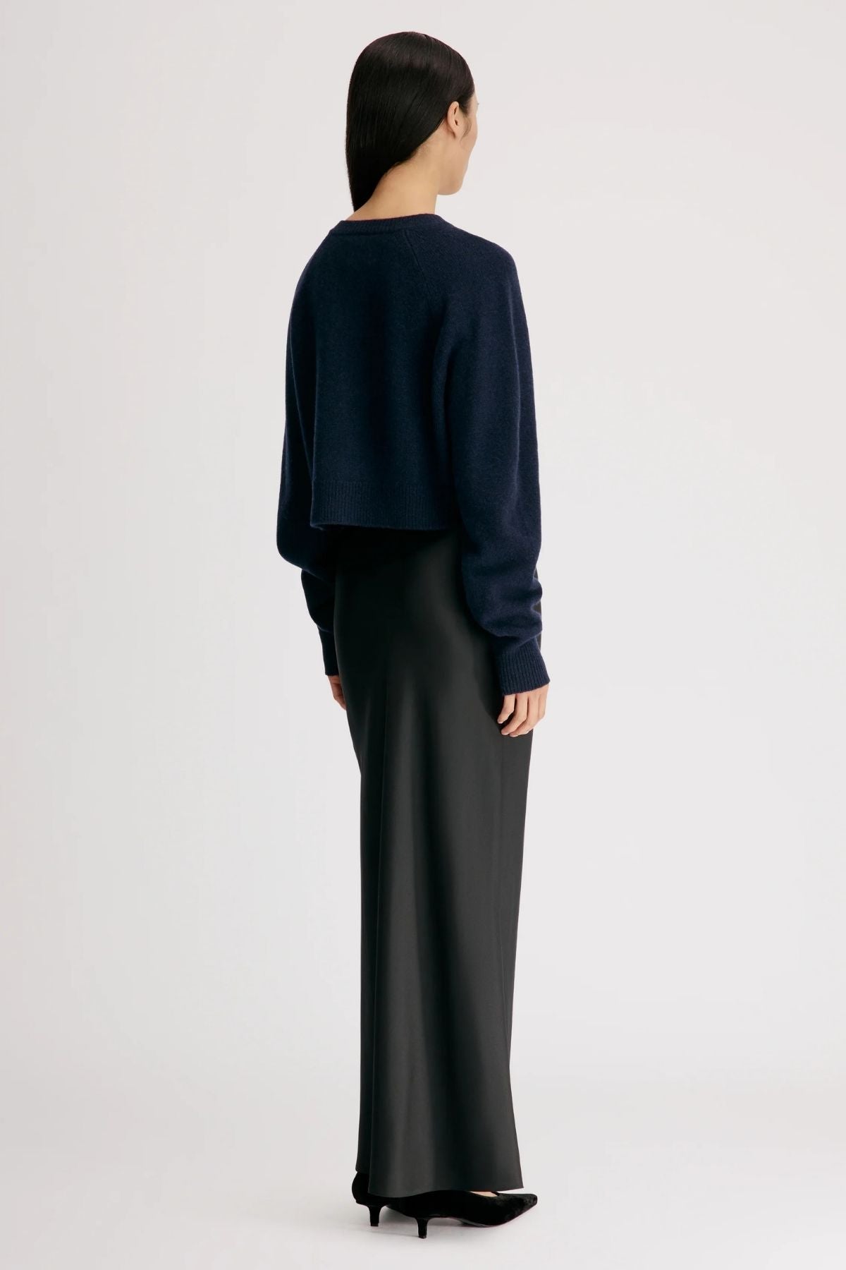 LOULOU DE SAISON Heike Cropped Cardigan - Navy
