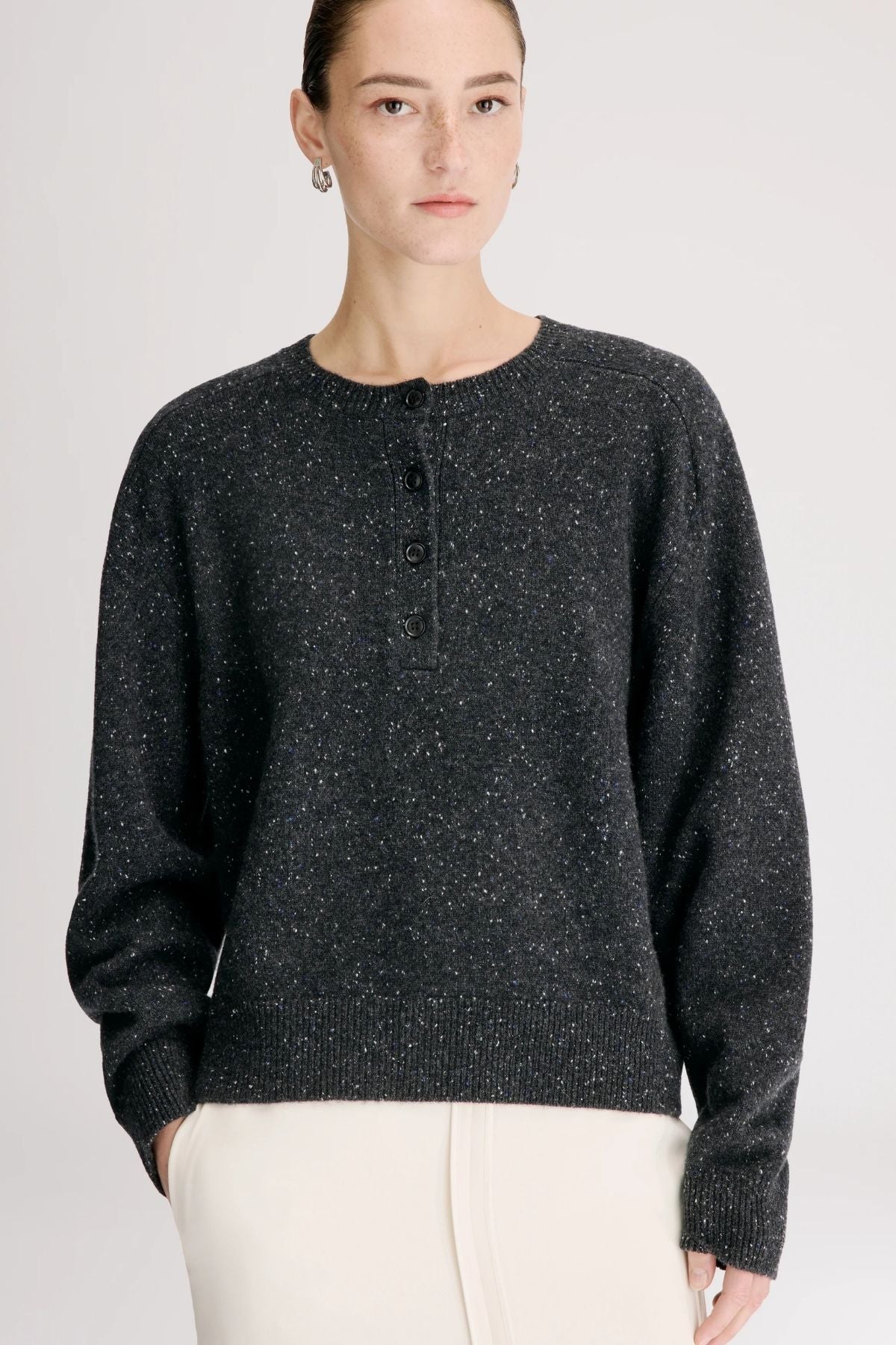 LOULOU DE SAISON Malo Oversized Sweater - Peppered Anthracite