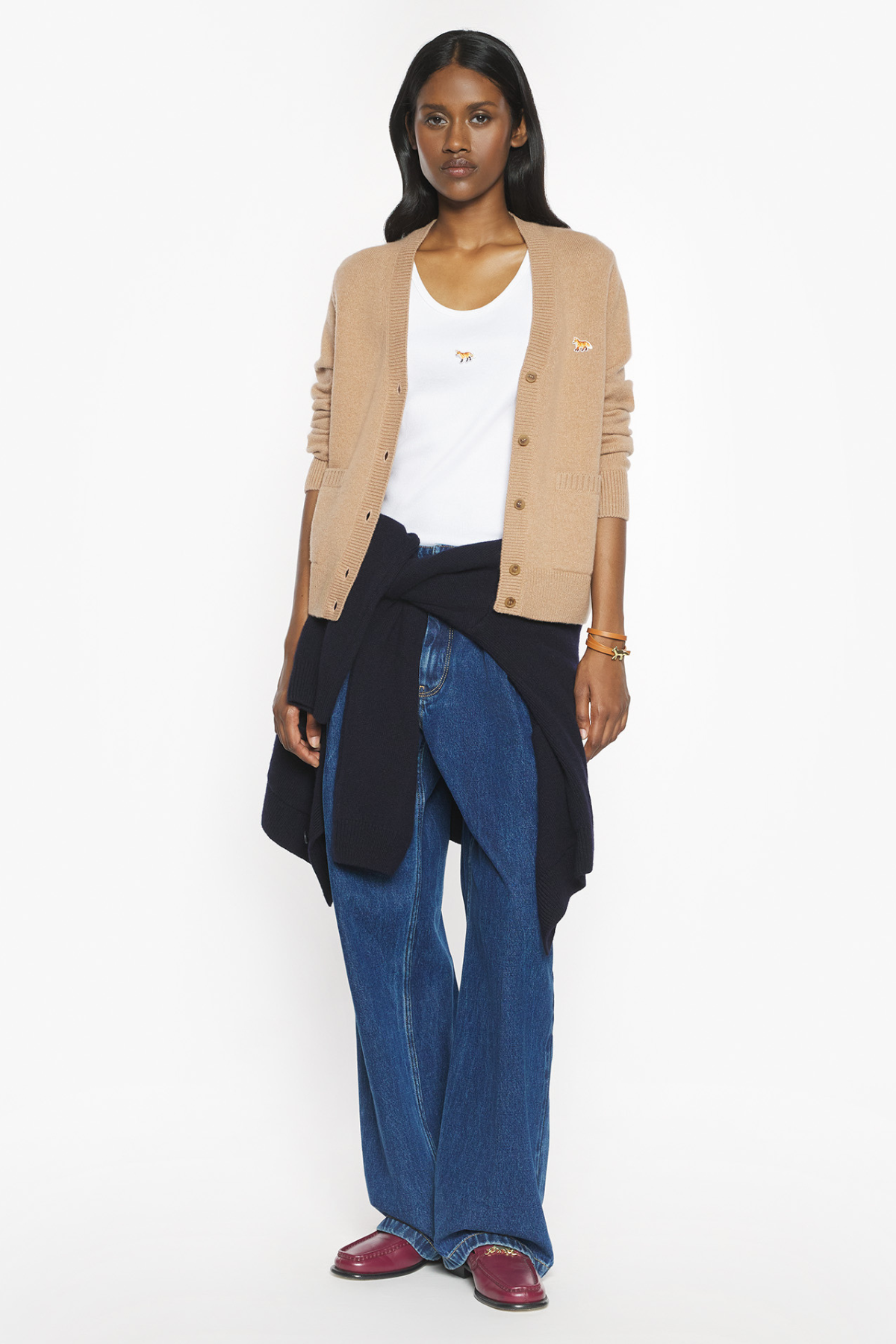 Maison Kitsuné Baby Fox Boxy Cardigan - Canvas Brown