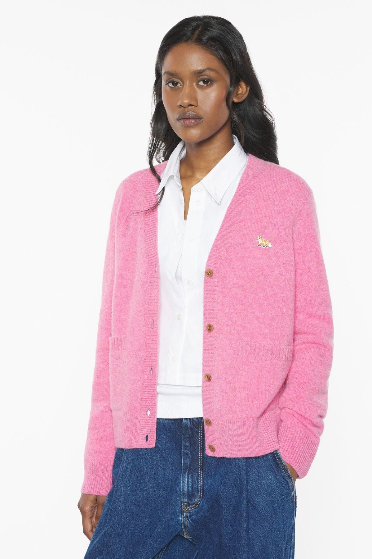 Maison Kitsuné Baby Fox Boxy Cardigan - Pale Rose