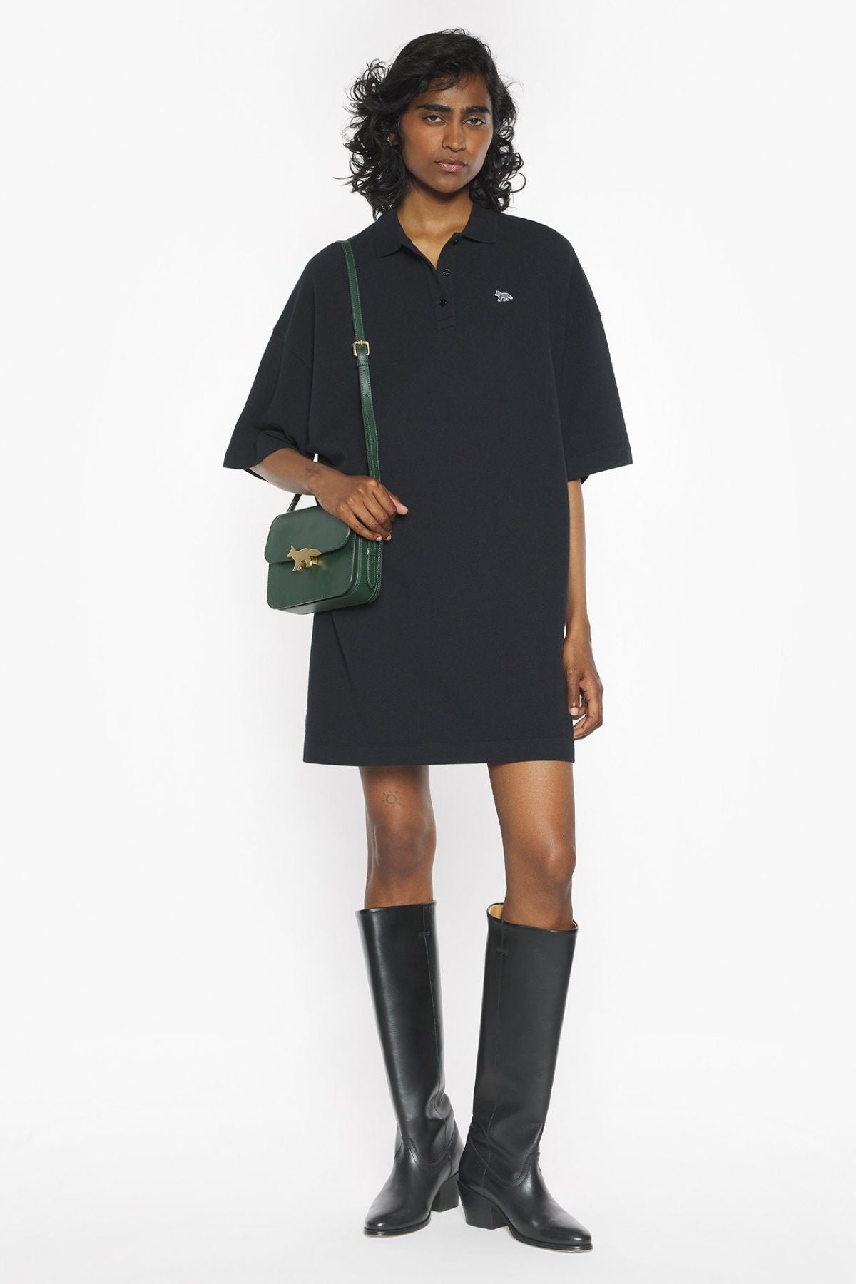 Maison Kitsuné Baby Fox Oversized Polo Dress - Black